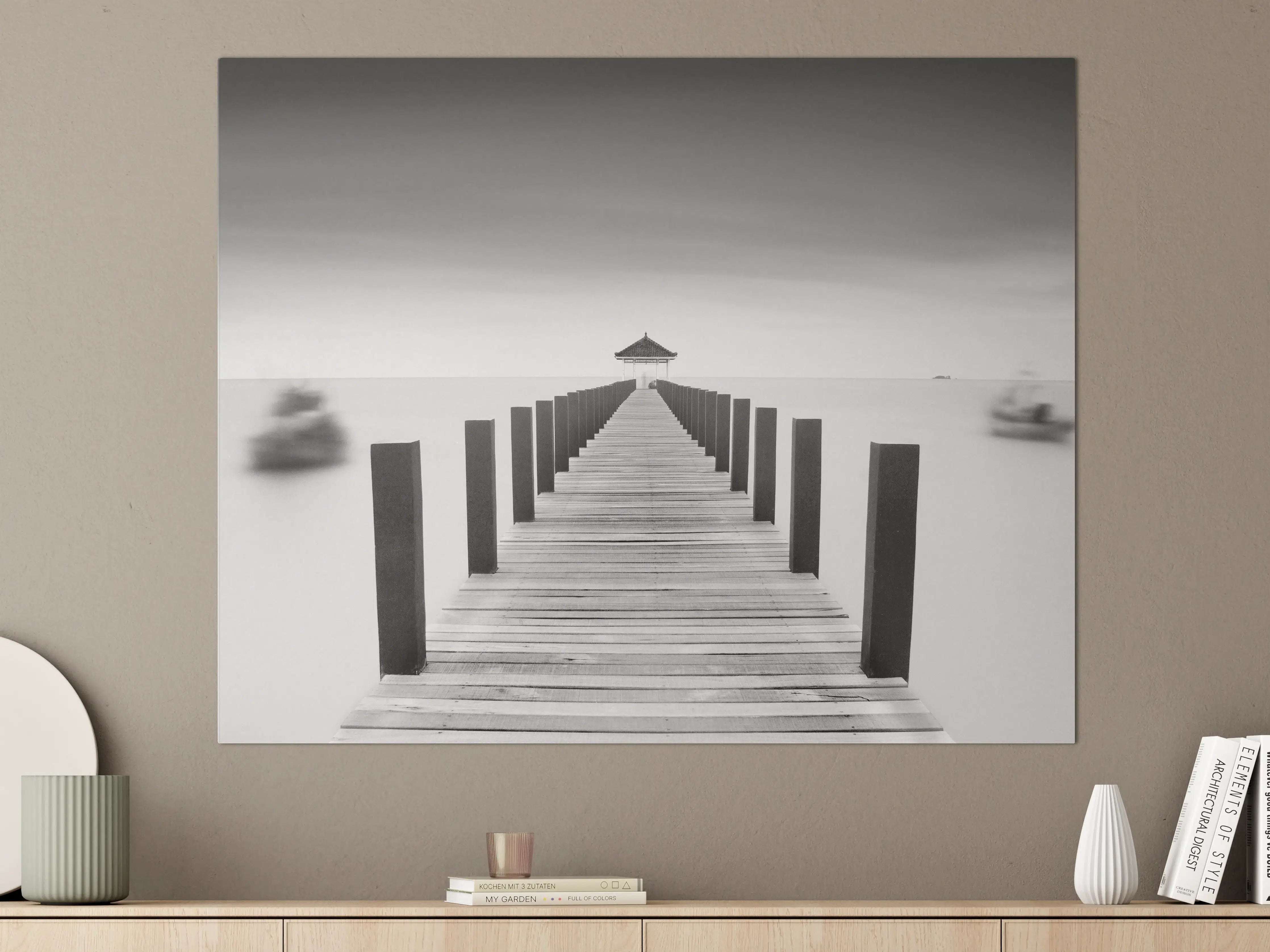 Große Wandbilder - Schwarz-Weiß-Pier mit Aussichtsterrasse