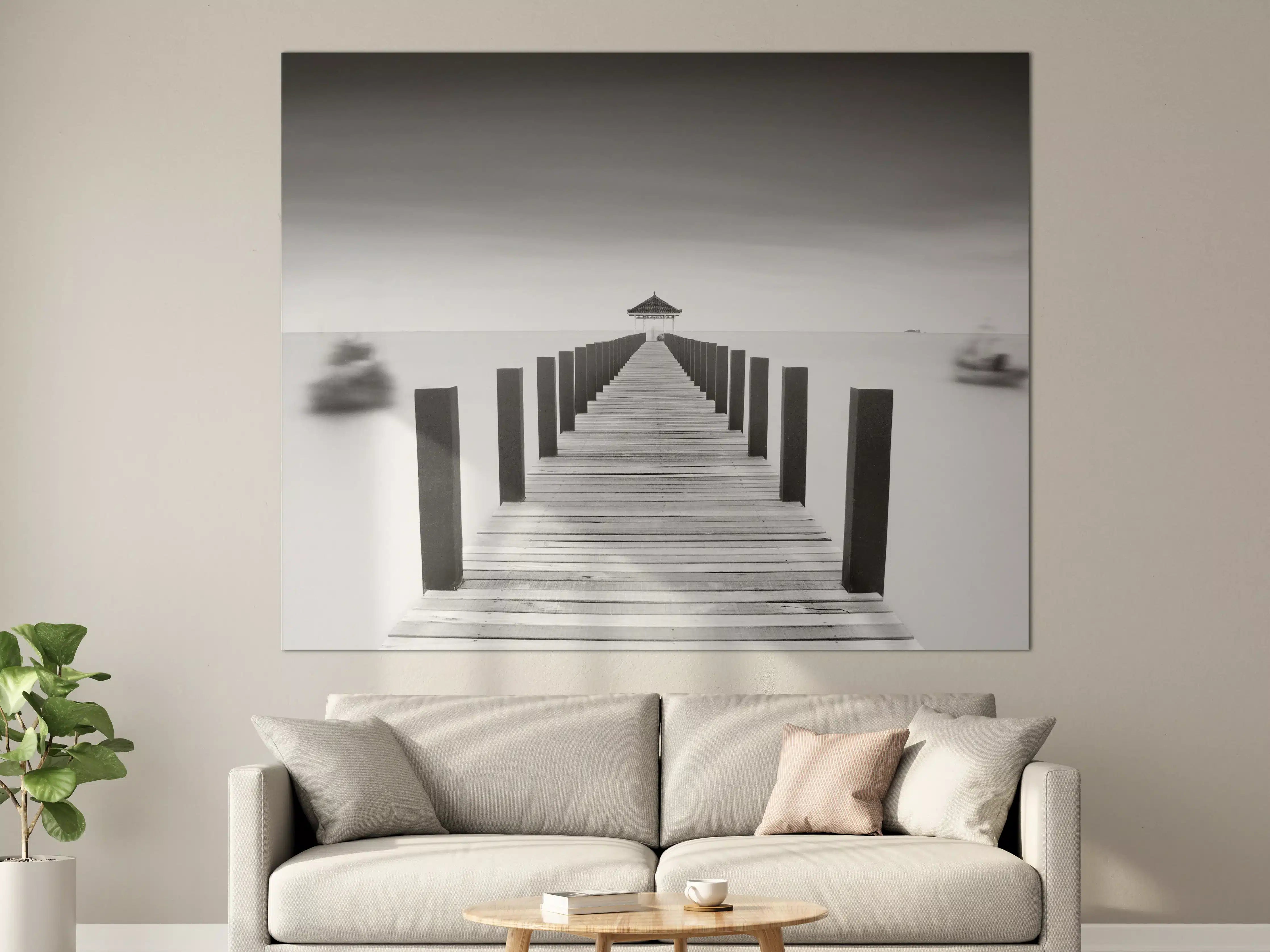 Große Wandbilder - Schwarz-Weiß-Pier mit Aussichtsterrasse