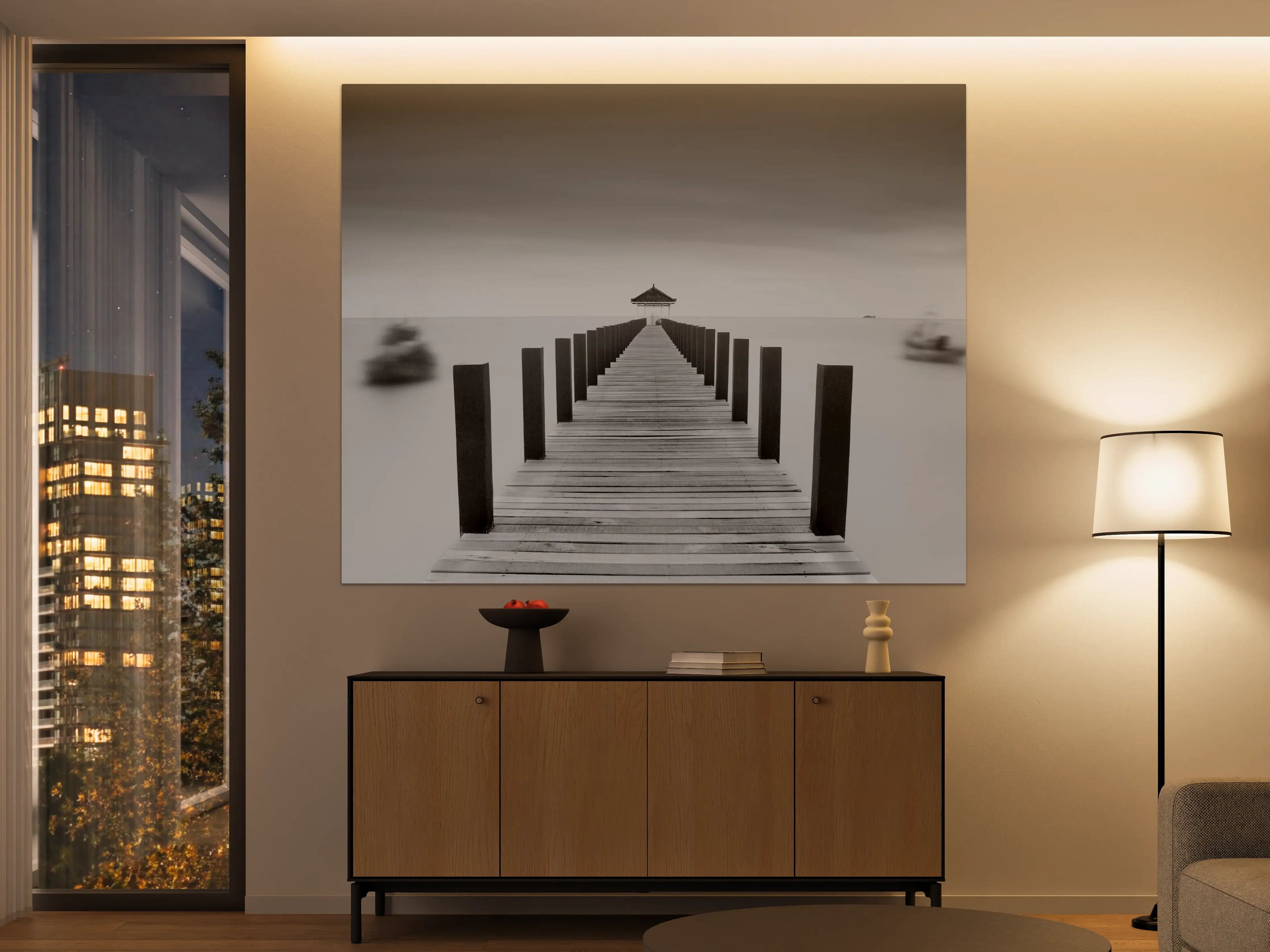 Große Wandbilder - Schwarz-Weiß-Pier mit Aussichtsterrasse