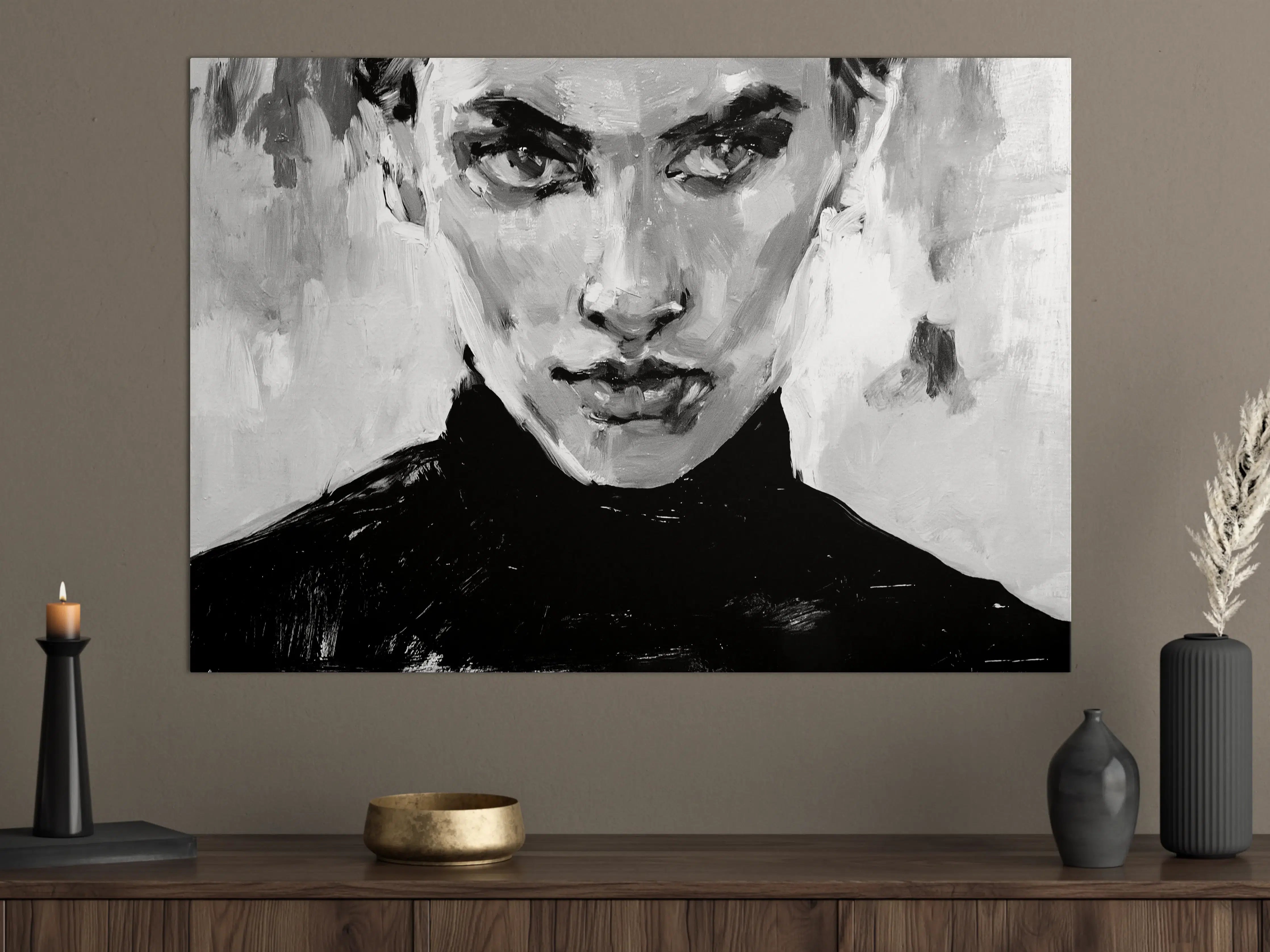 Große Wandbilder - Schwarz-Weiß Portrait mit Betonung auf Augen