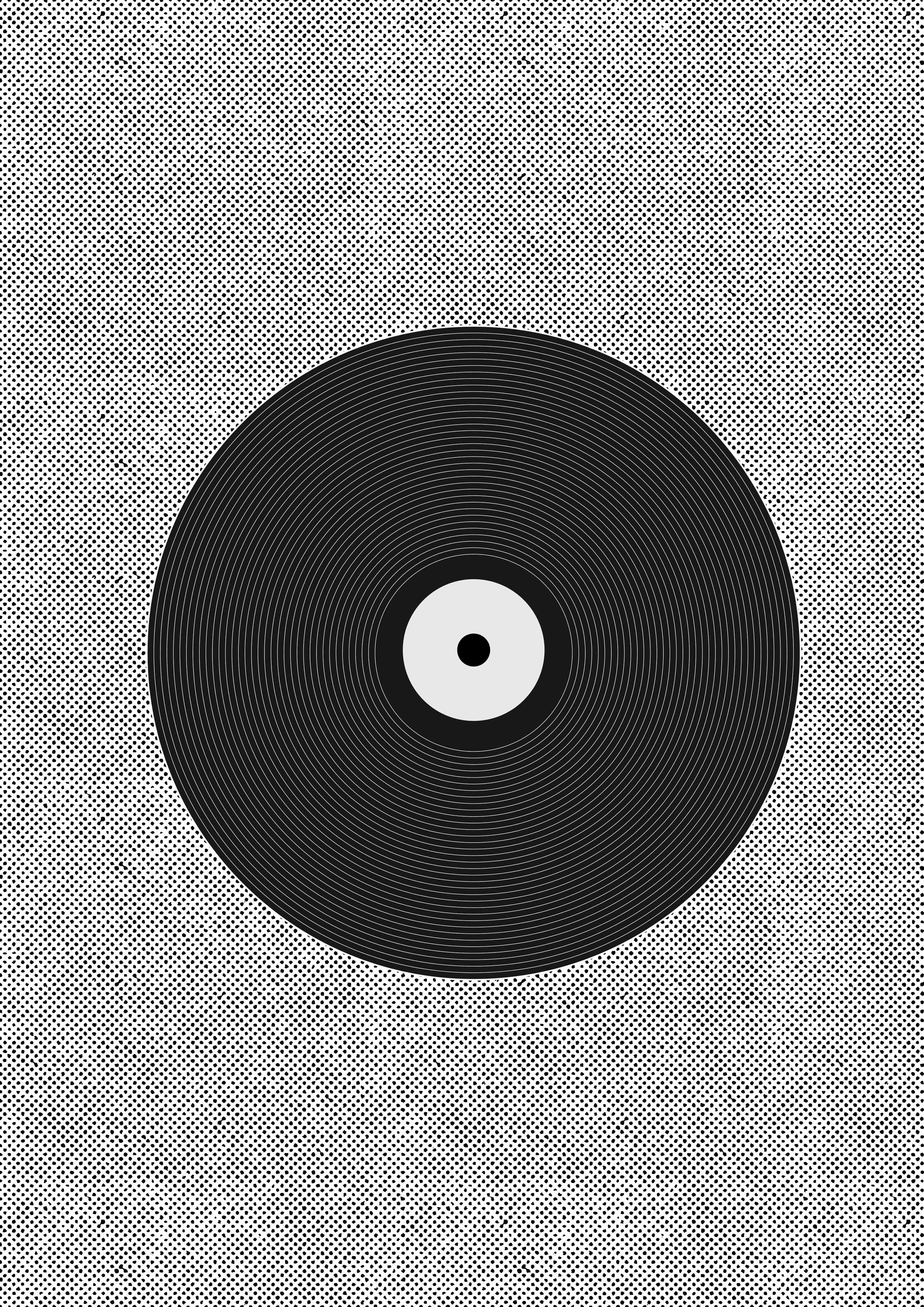 Große Wandbilder-Schwarz-Weiß-Schallplatte auf grauem Hintergrund