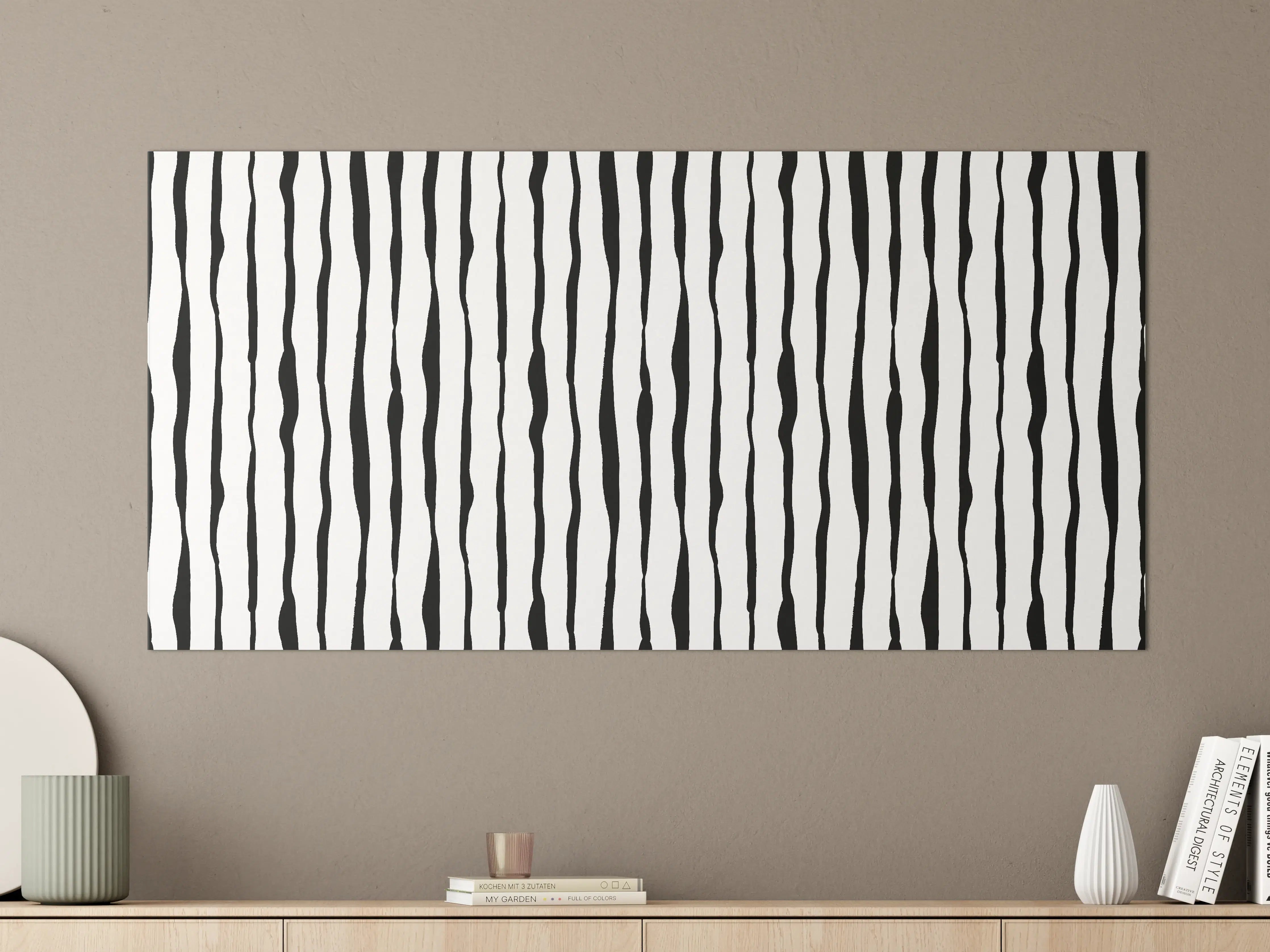 Große Wandbilder - Schwarz-Weiß-Vertical-Streifen-Design