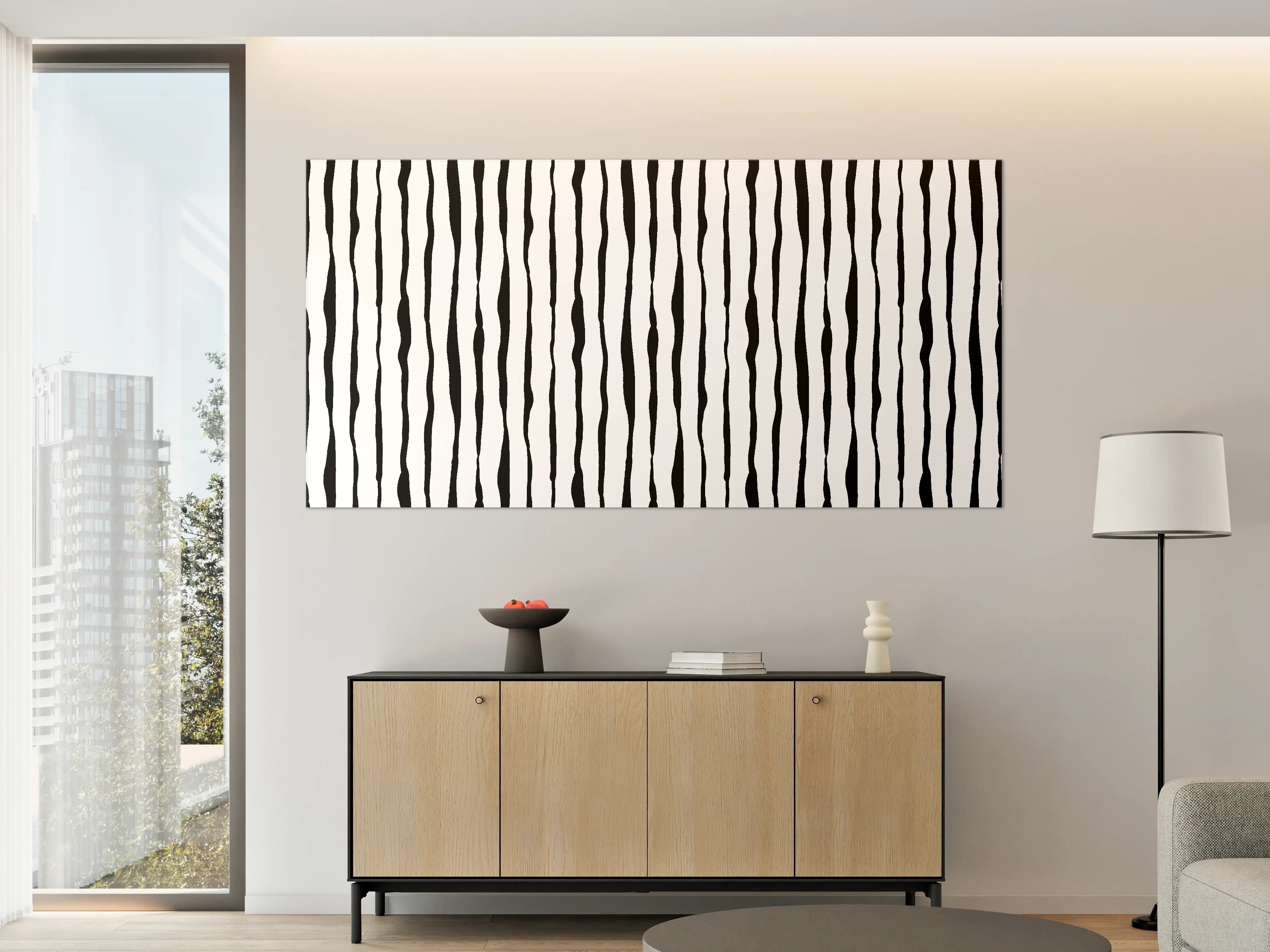 Große Wandbilder - Schwarz-Weiß-Vertical-Streifen-Design
