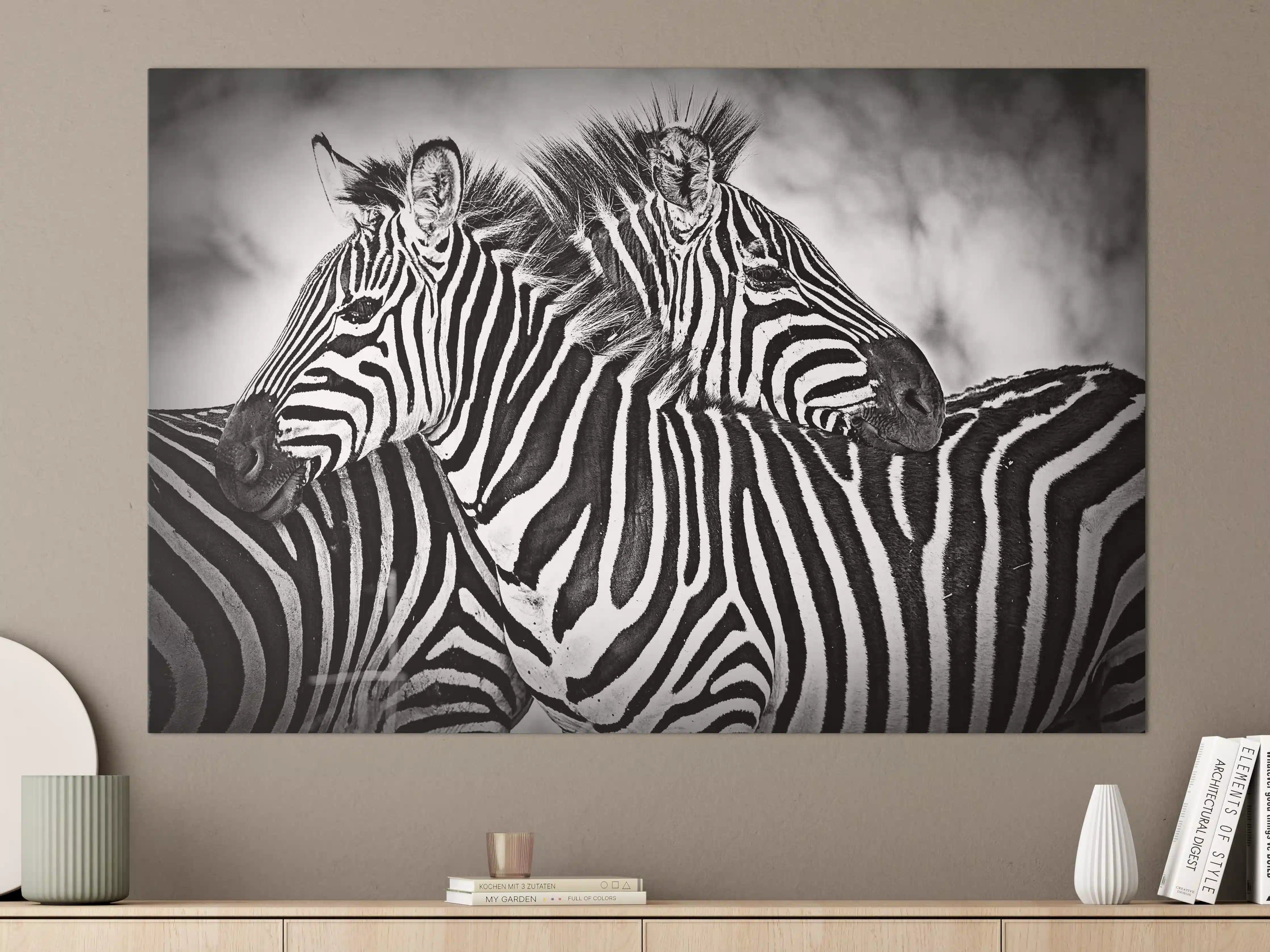 Große Wandbilder - Schwarz-Weiß Zebra-Paar in Nahaufnahme