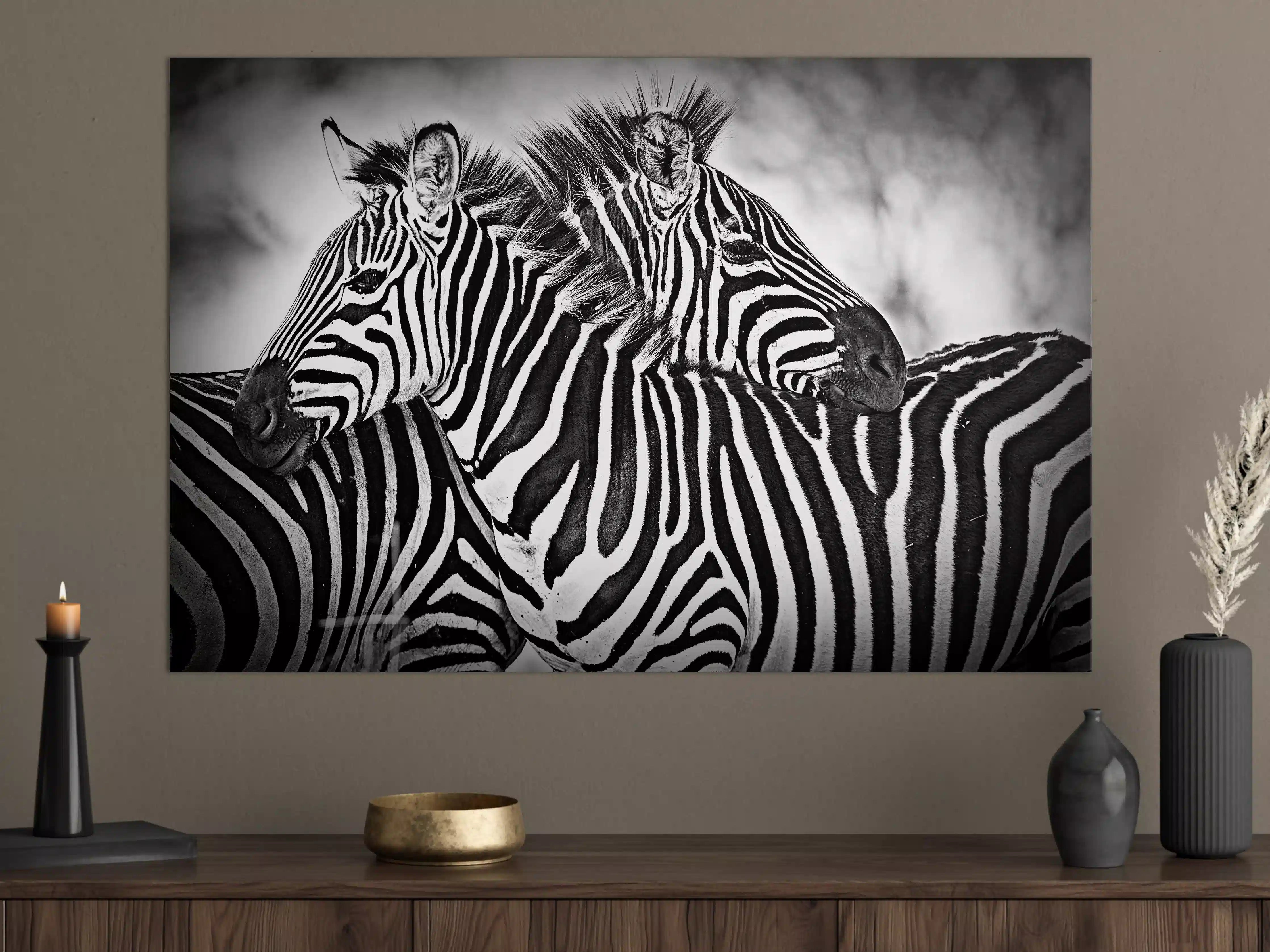 Große Wandbilder - Schwarz-Weiß Zebra-Paar in Nahaufnahme