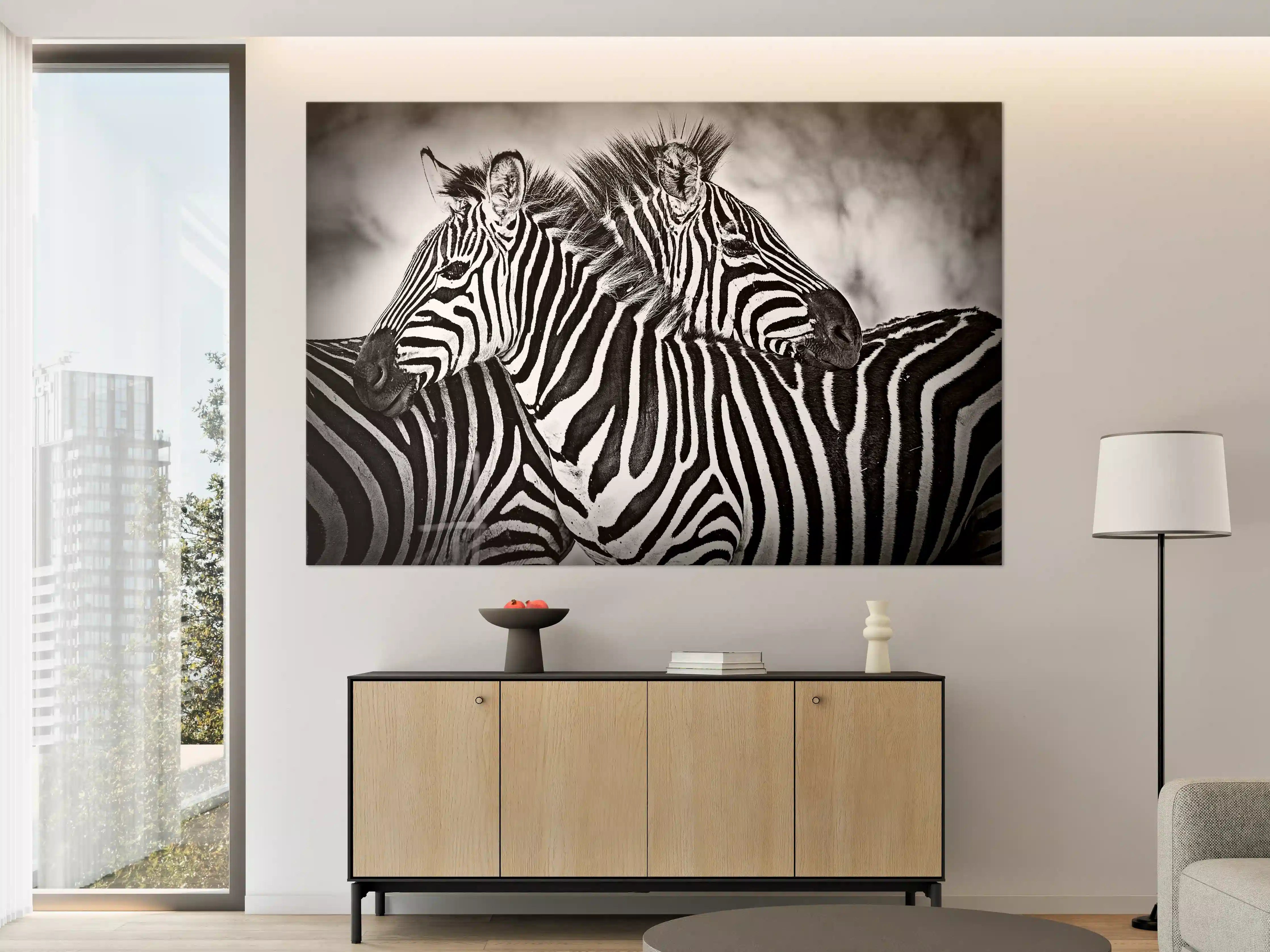 Große Wandbilder - Schwarz-Weiß Zebra-Paar in Nahaufnahme