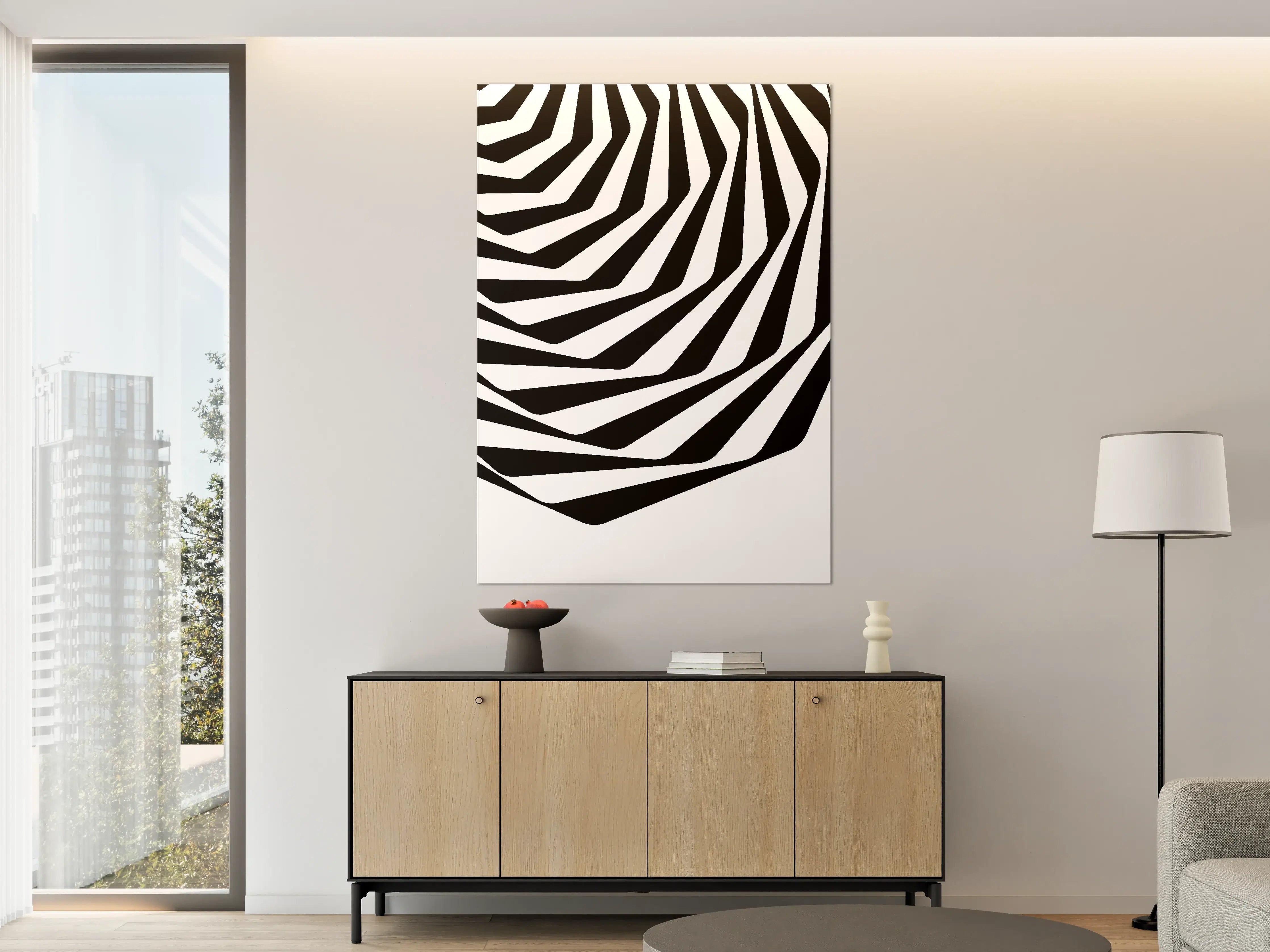 Große Wandbilder - Schwarz-Weiß-Zebrastreifen-Muster