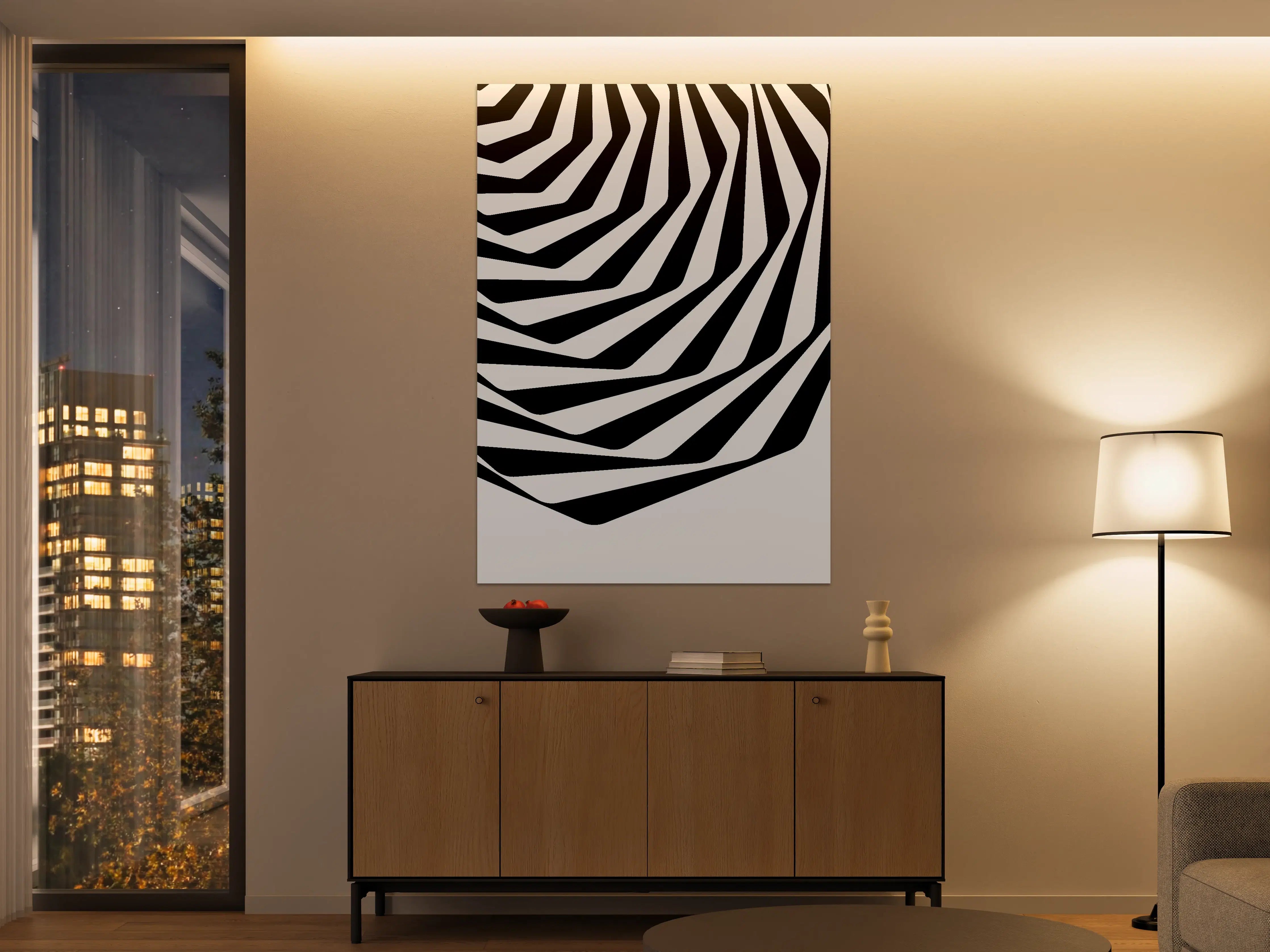 Große Wandbilder - Schwarz-Weiß-Zebrastreifen-Muster