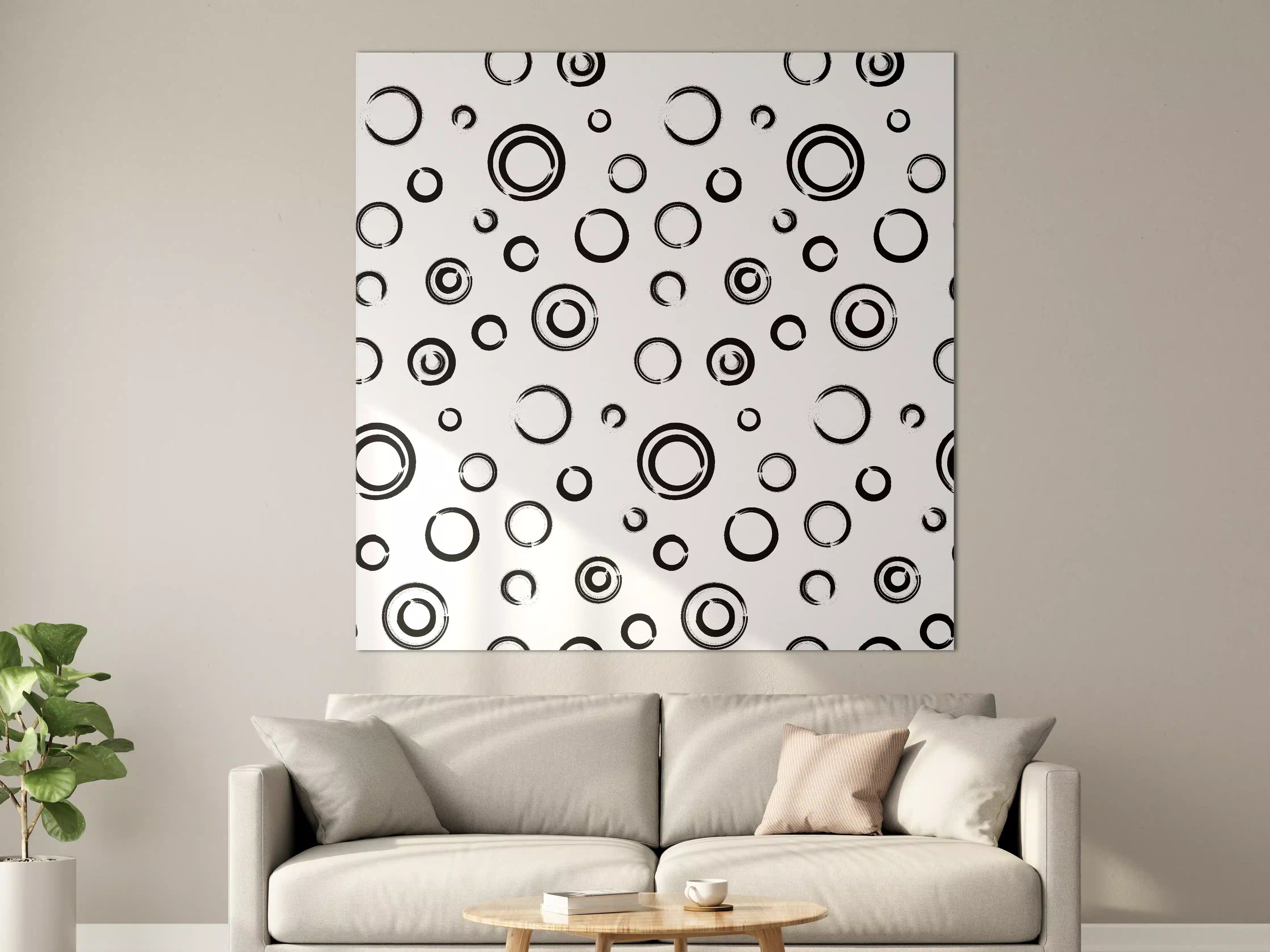 Große Wandbilder - Schwarz-Weiße Kreise Musterwandbild