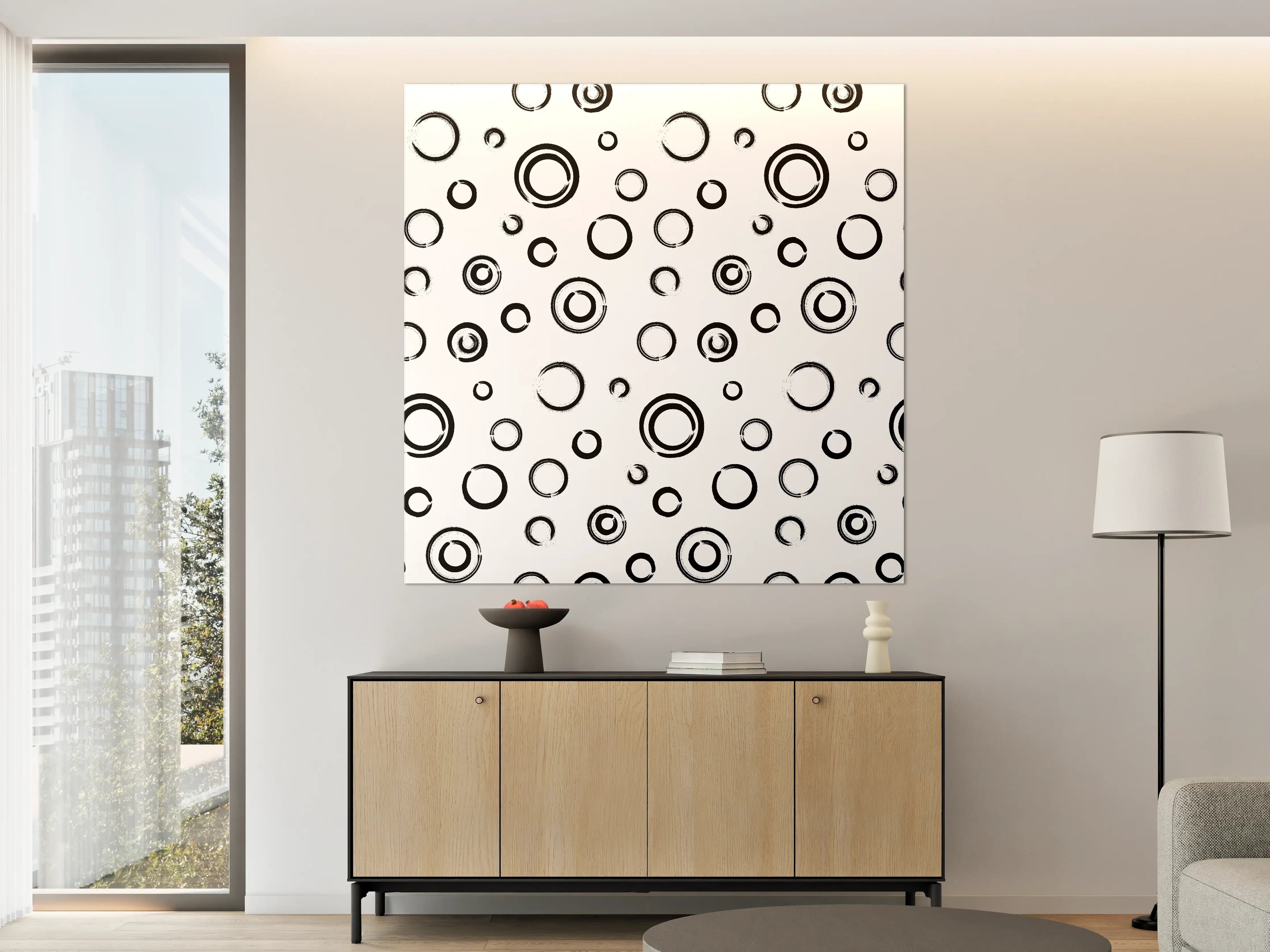 Große Wandbilder - Schwarz-Weiße Kreise Musterwandbild