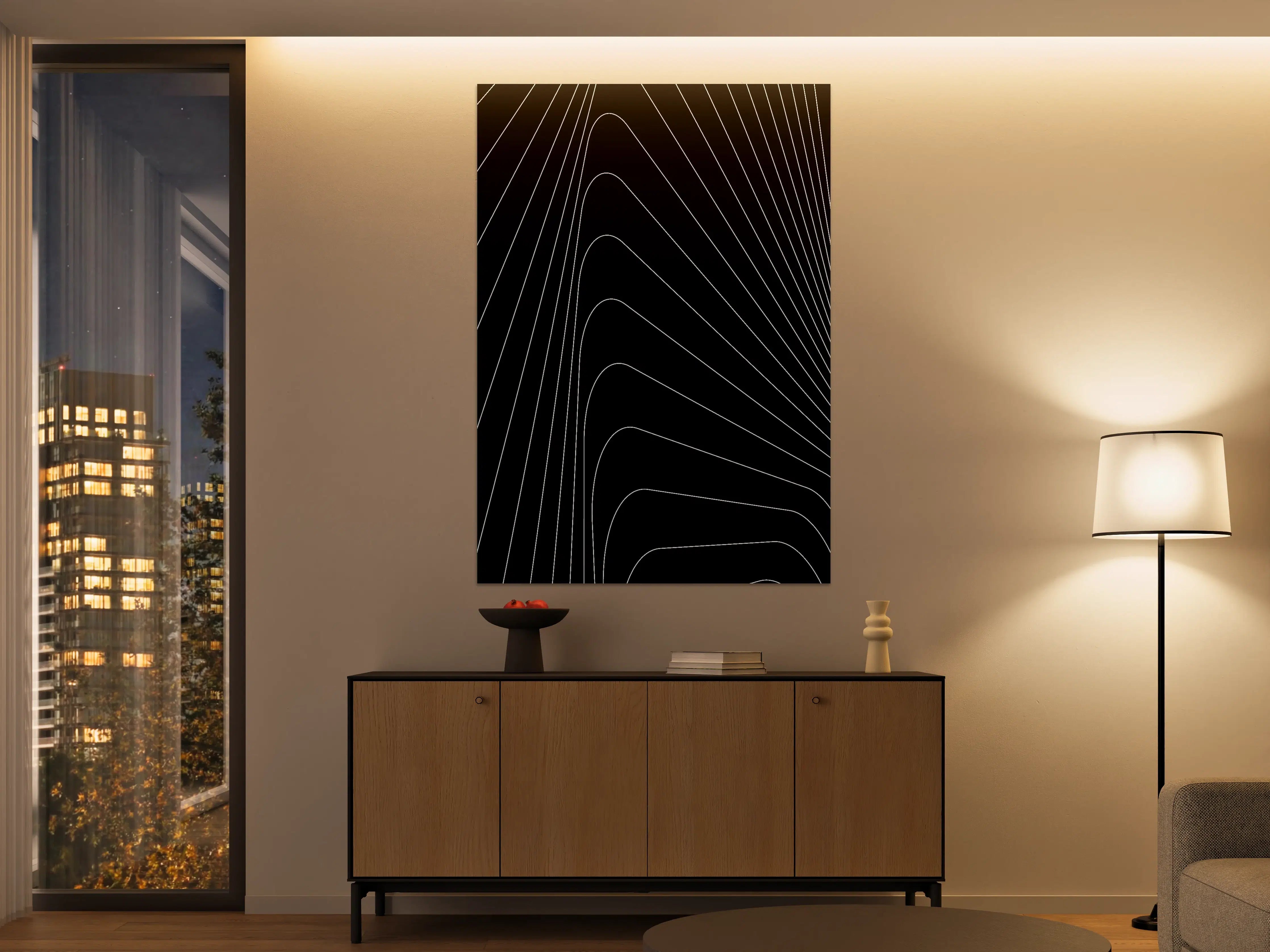 Große Wandbilder - Schwarz-Weiße Linienkunst