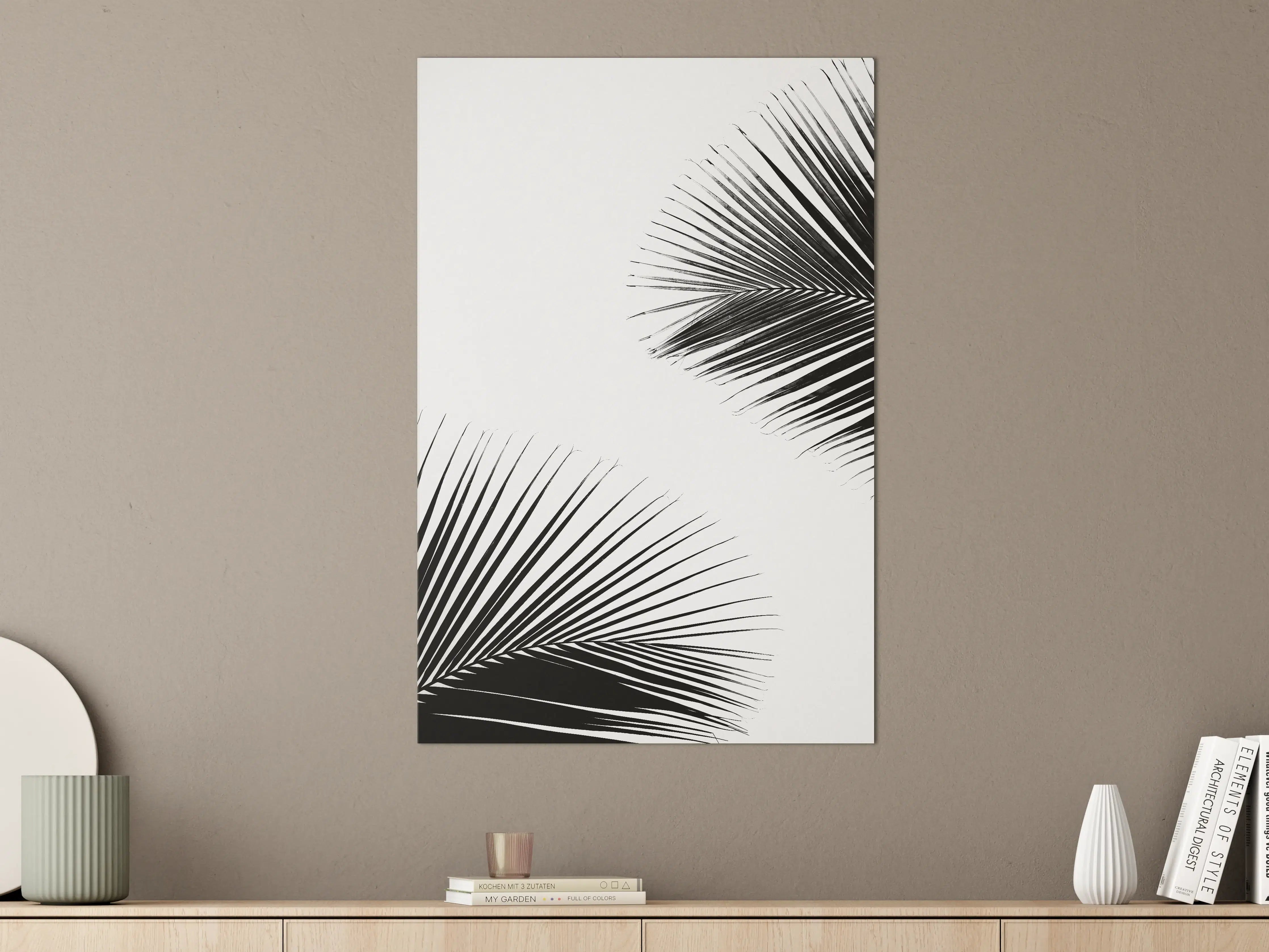 Große Wandbilder - Schwarz-Weiße Palmenblätter im minimalistischen Design