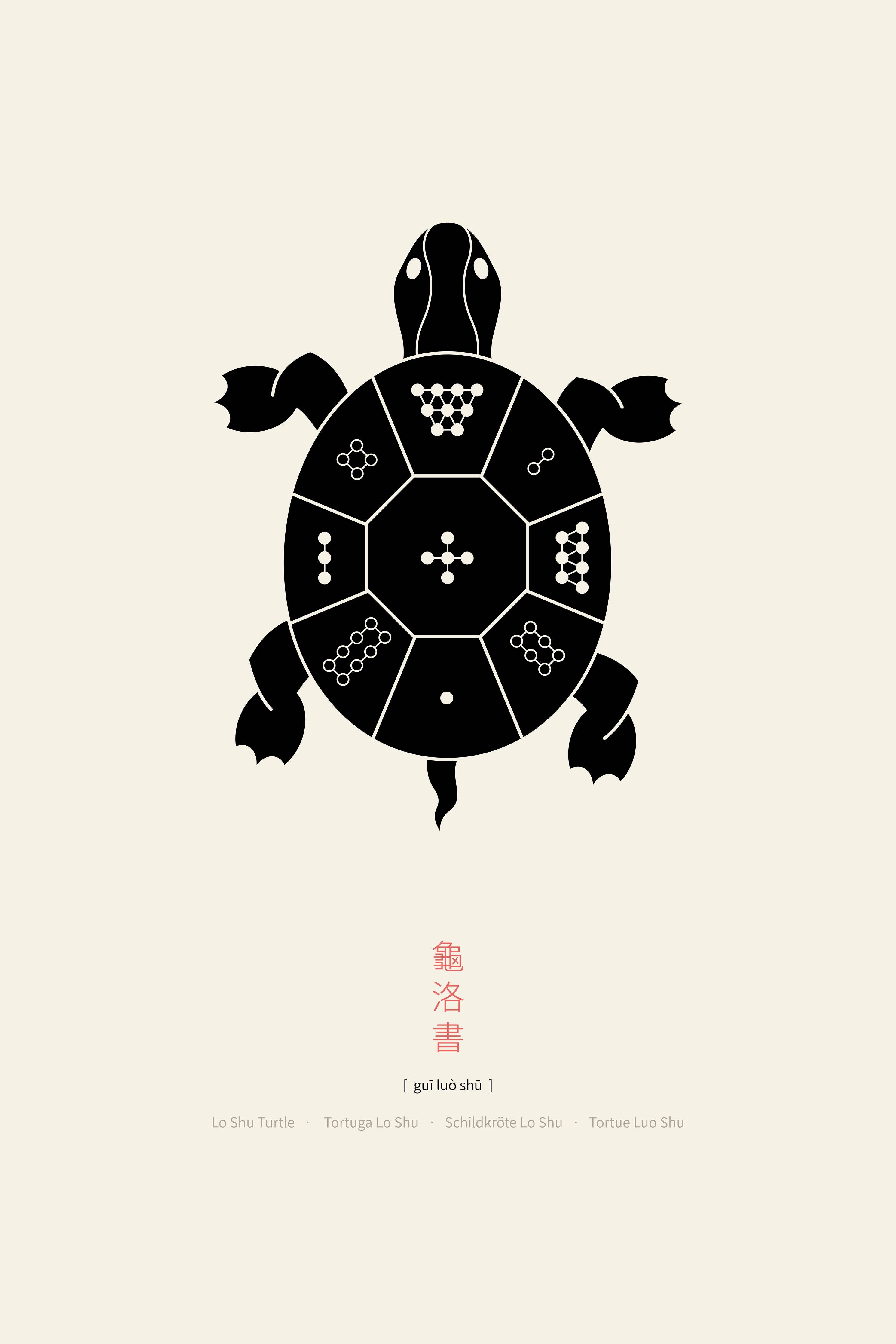 Große Wandbilder-Schwarz-Weiße Schildkröte mit geometrischen Mustern
