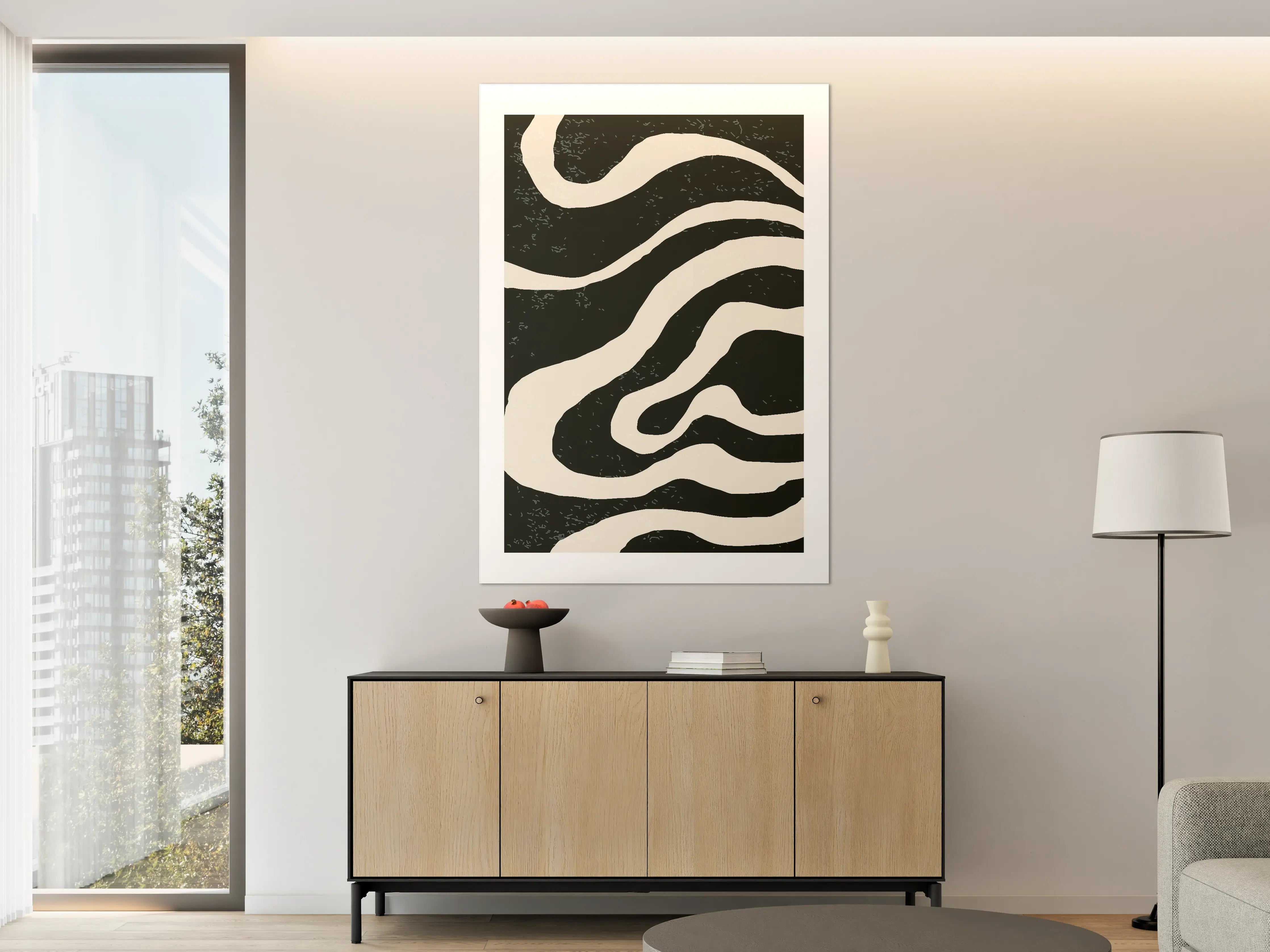 Große Wandbilder - Schwarz-Weiße Zebrastreifen-Musterwand