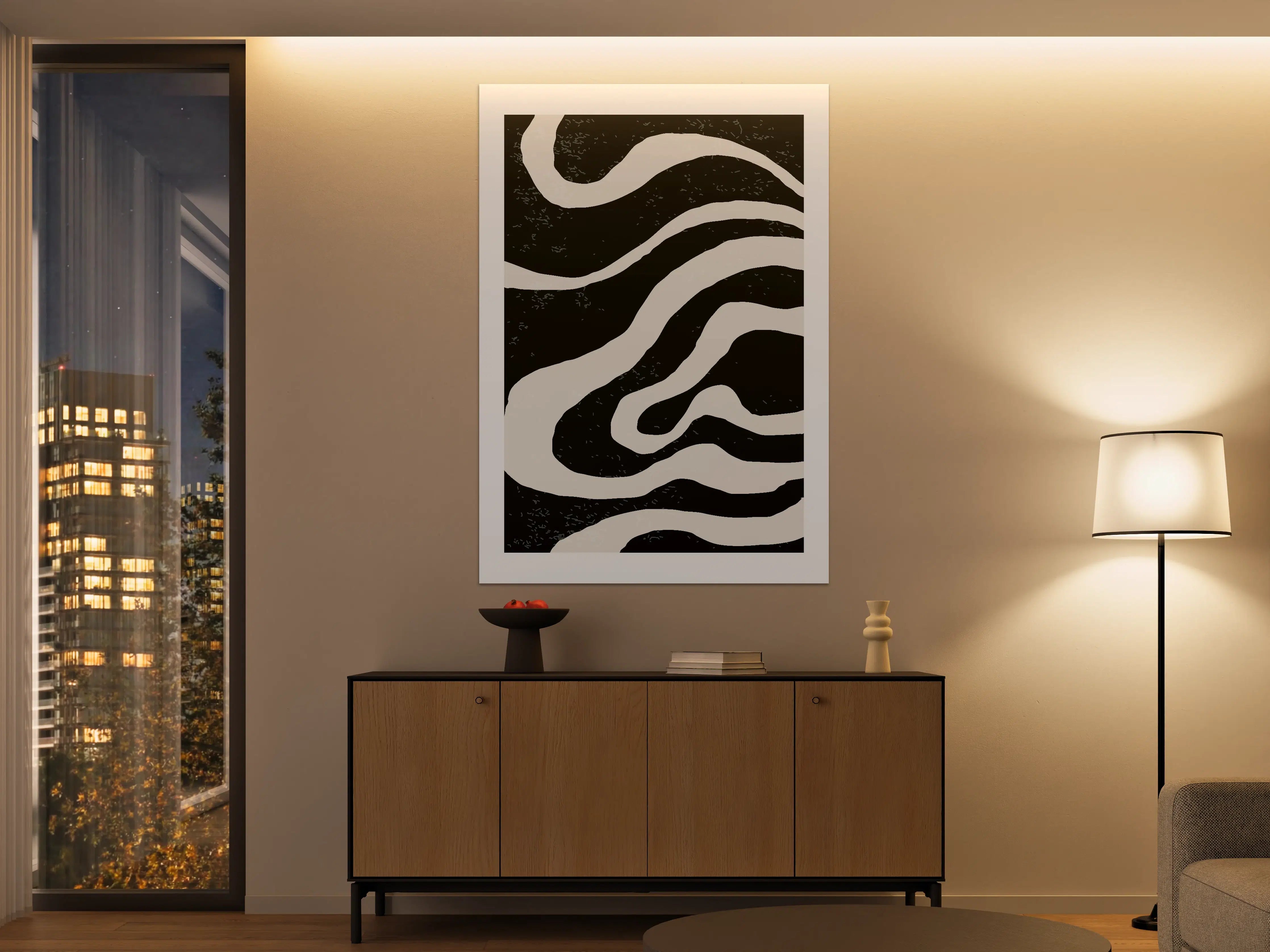 Große Wandbilder - Schwarz-Weiße Zebrastreifen-Musterwand