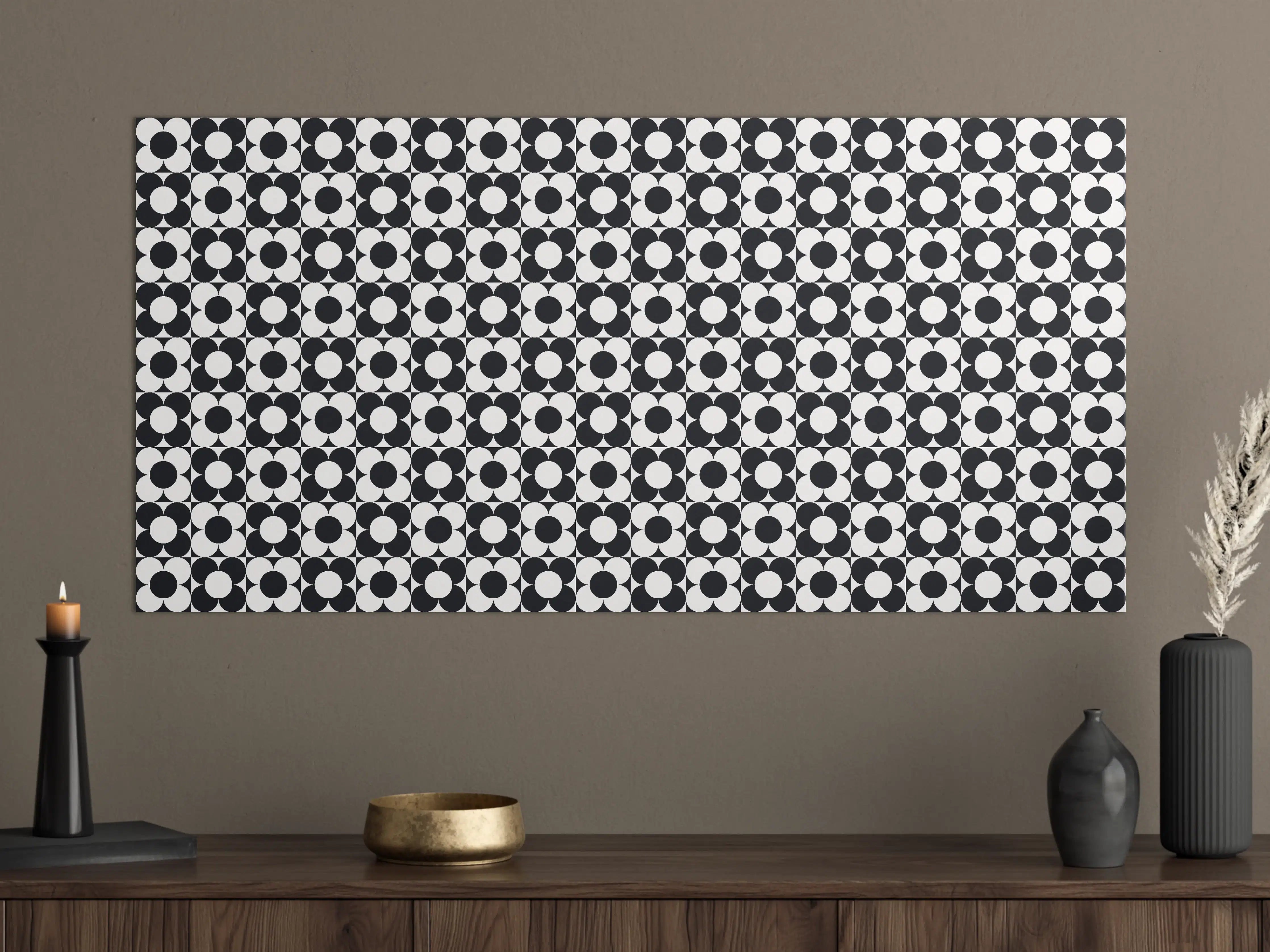 Große Wandbilder - Schwarz-Weiße geometrische Musterwandgestaltung