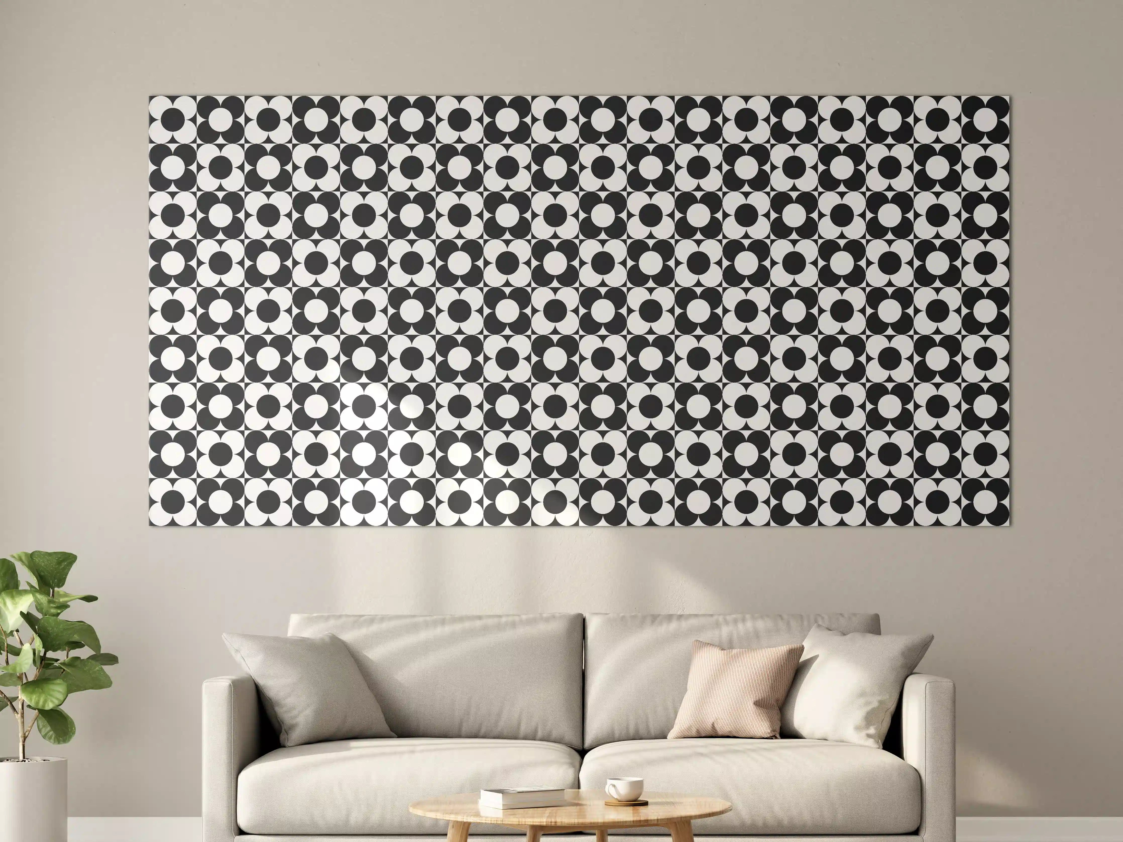 Große Wandbilder - Schwarz-Weiße geometrische Musterwandgestaltung