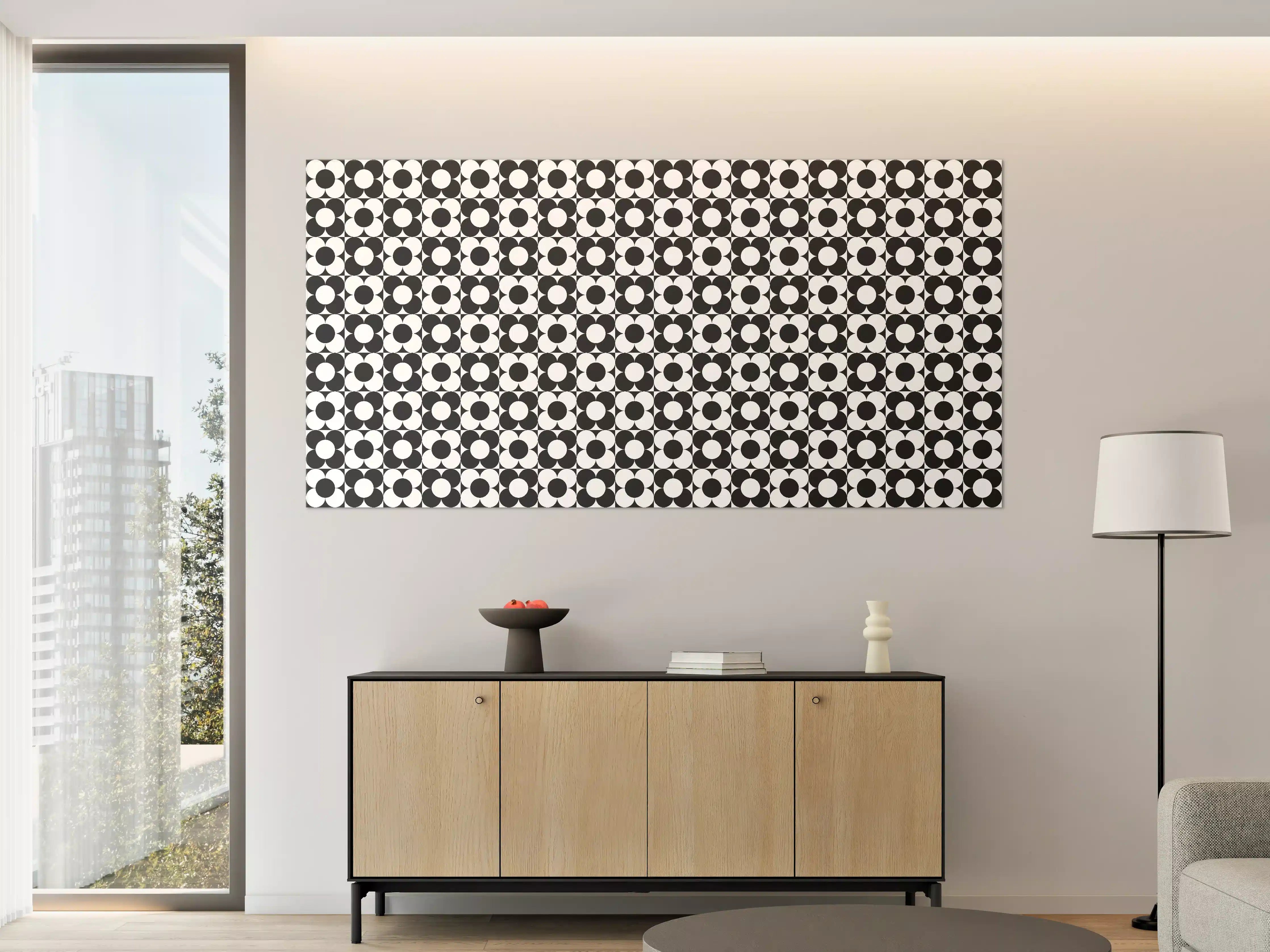 Große Wandbilder - Schwarz-Weiße geometrische Musterwandgestaltung