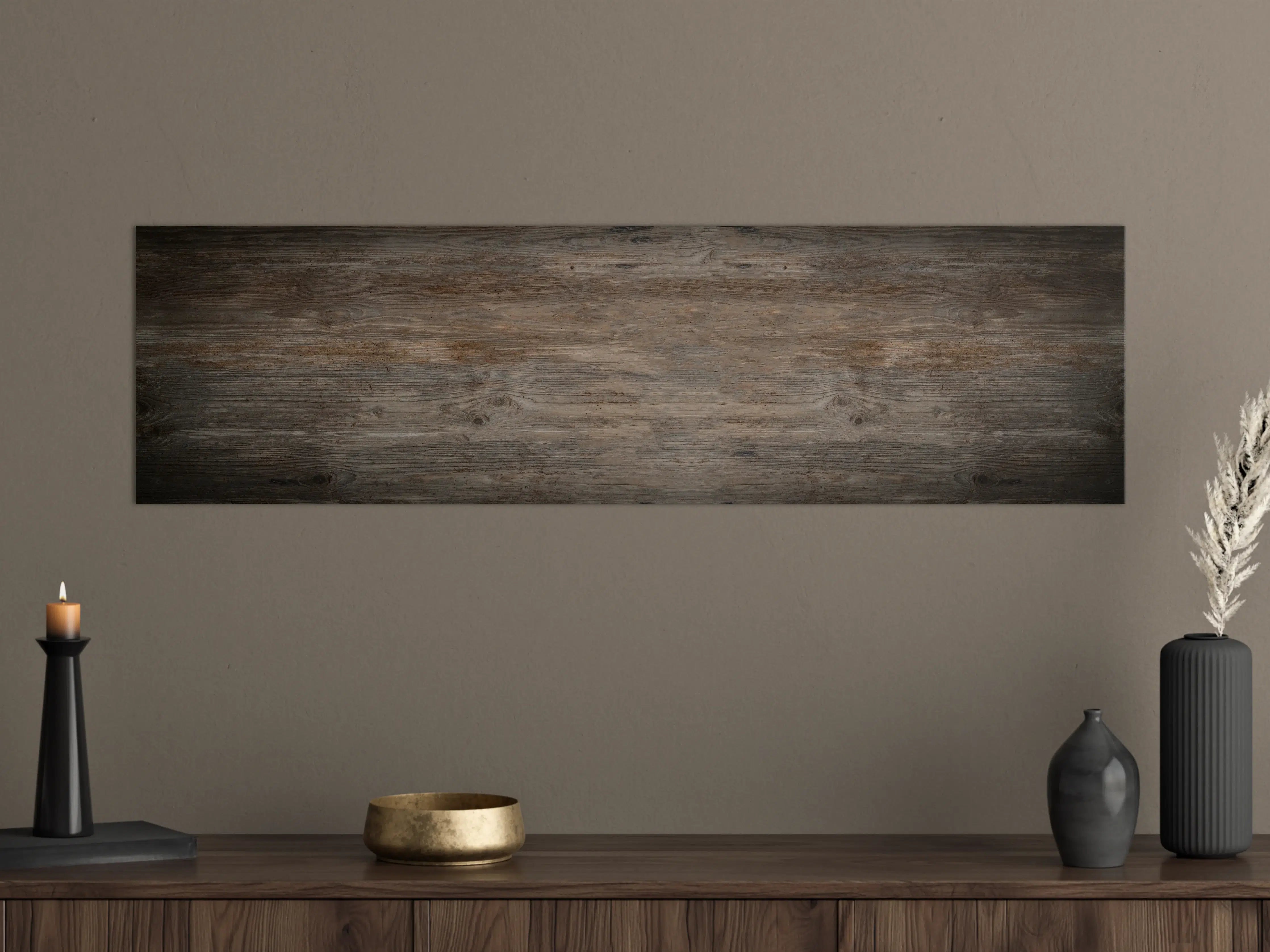Große Wandbilder - Schwarz-braune Holzplatte