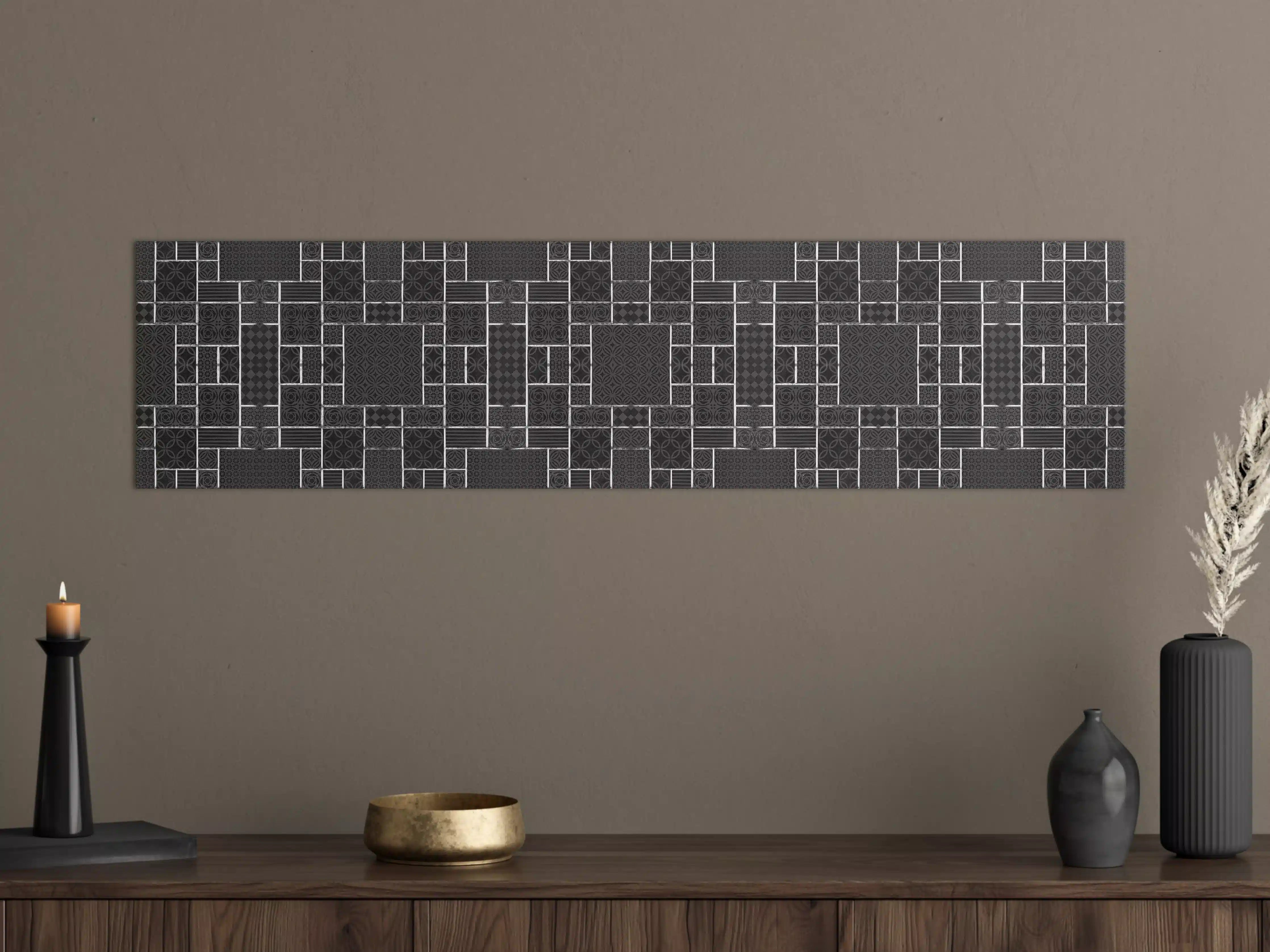 Große Wandbilder - Schwarz geometrische Fliesen