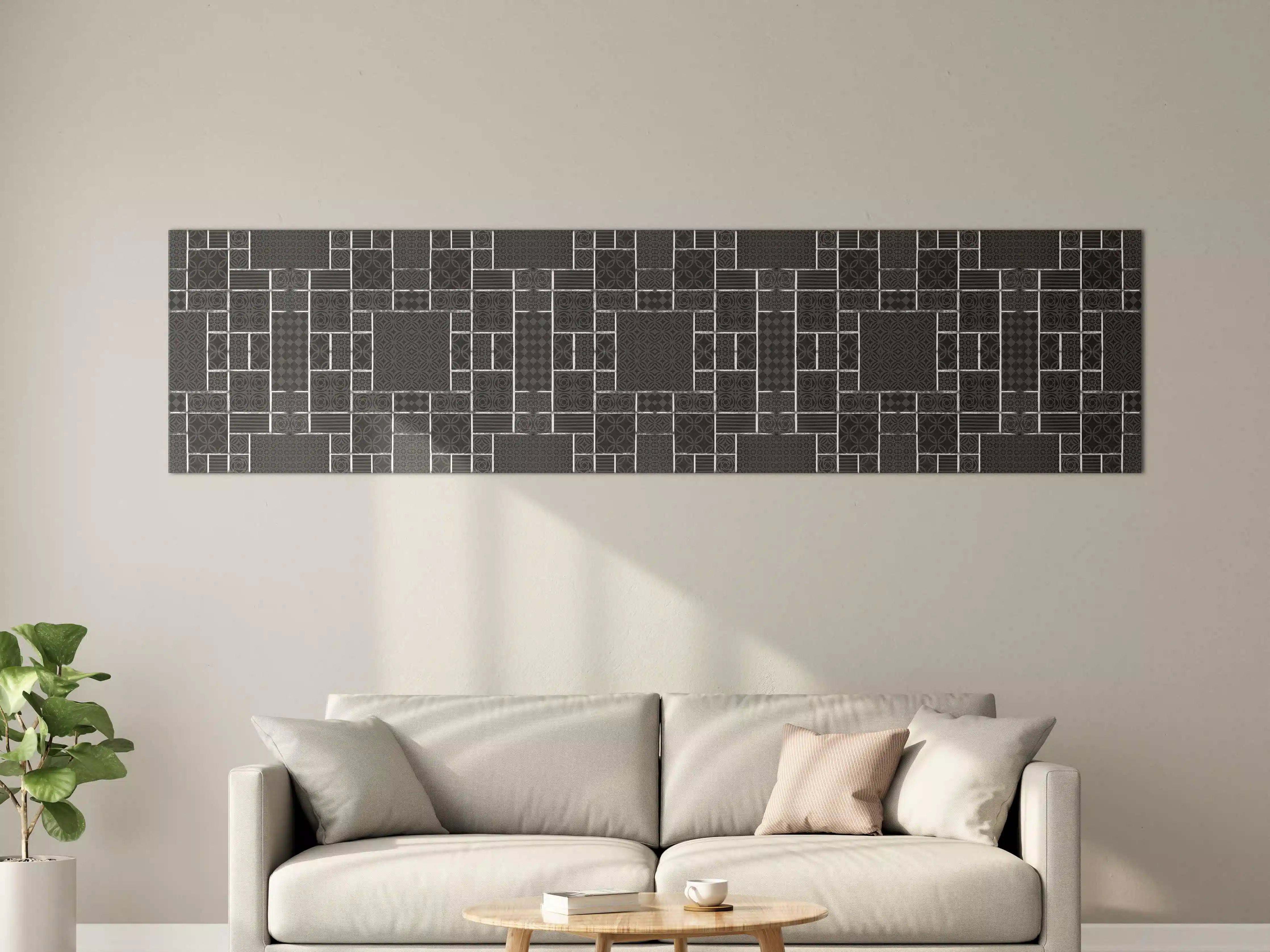 Große Wandbilder - Schwarz geometrische Fliesen