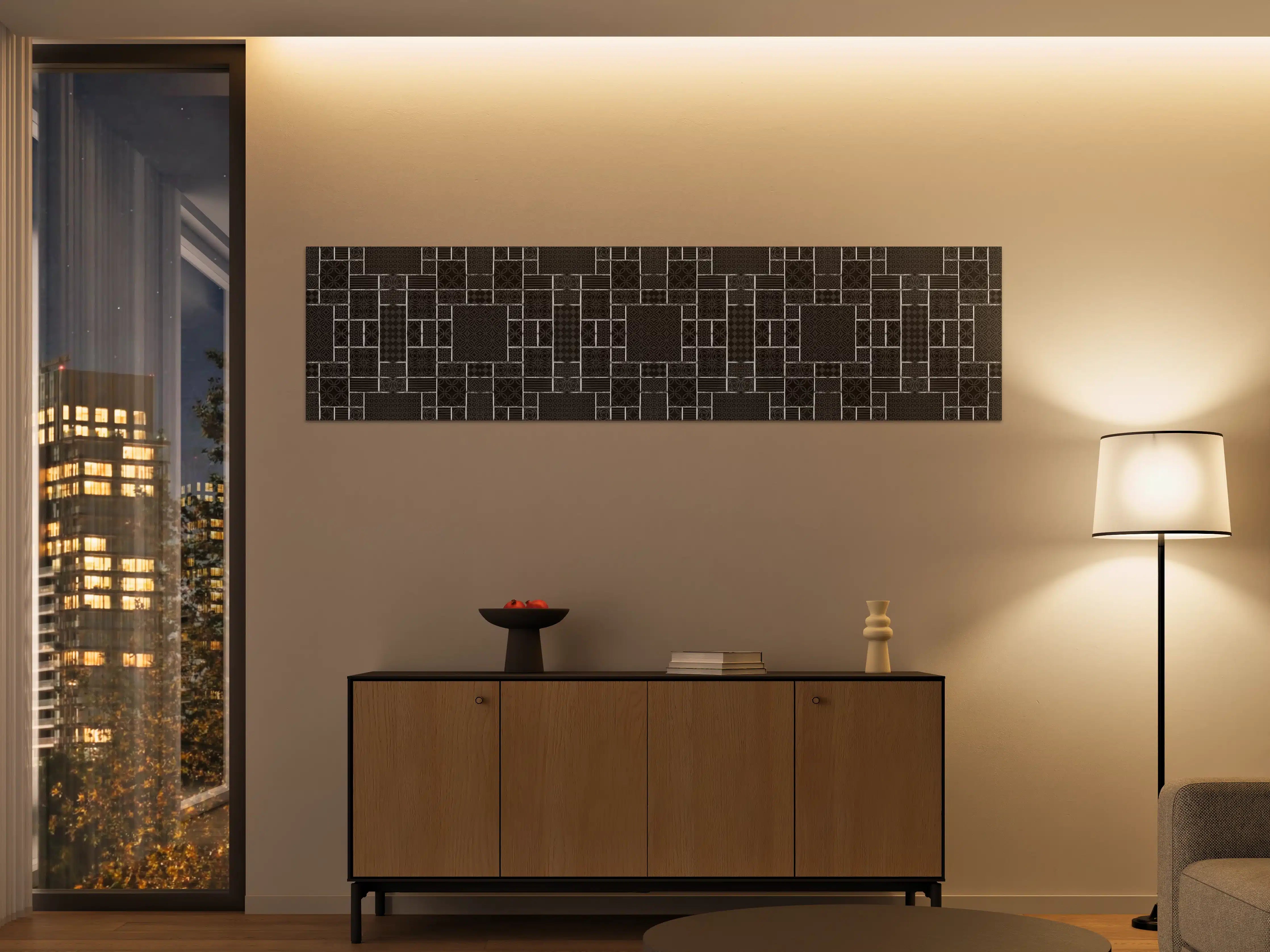 Große Wandbilder - Schwarz geometrische Fliesen