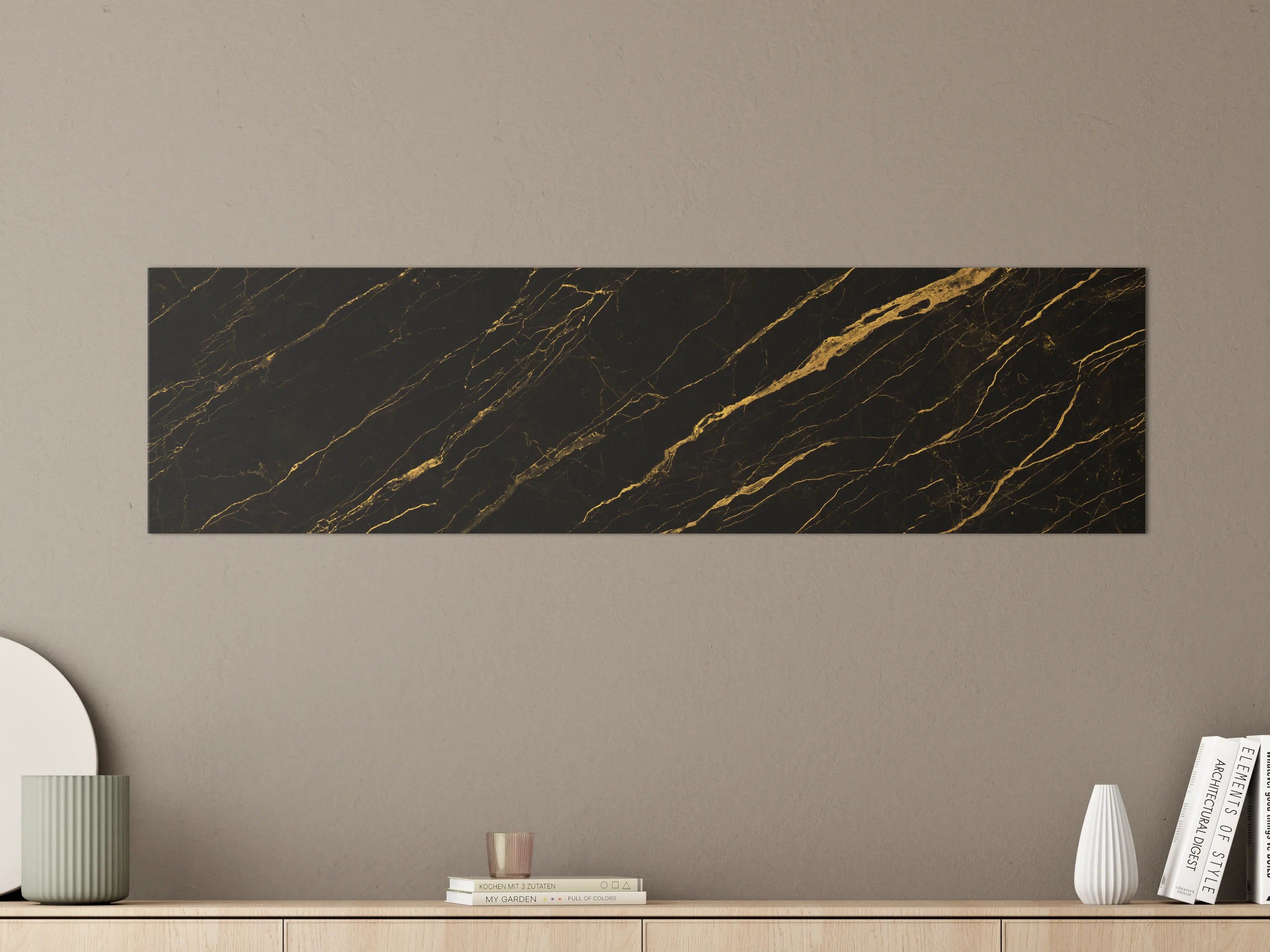 Große Wandbilder - Schwarz goldener Marmor