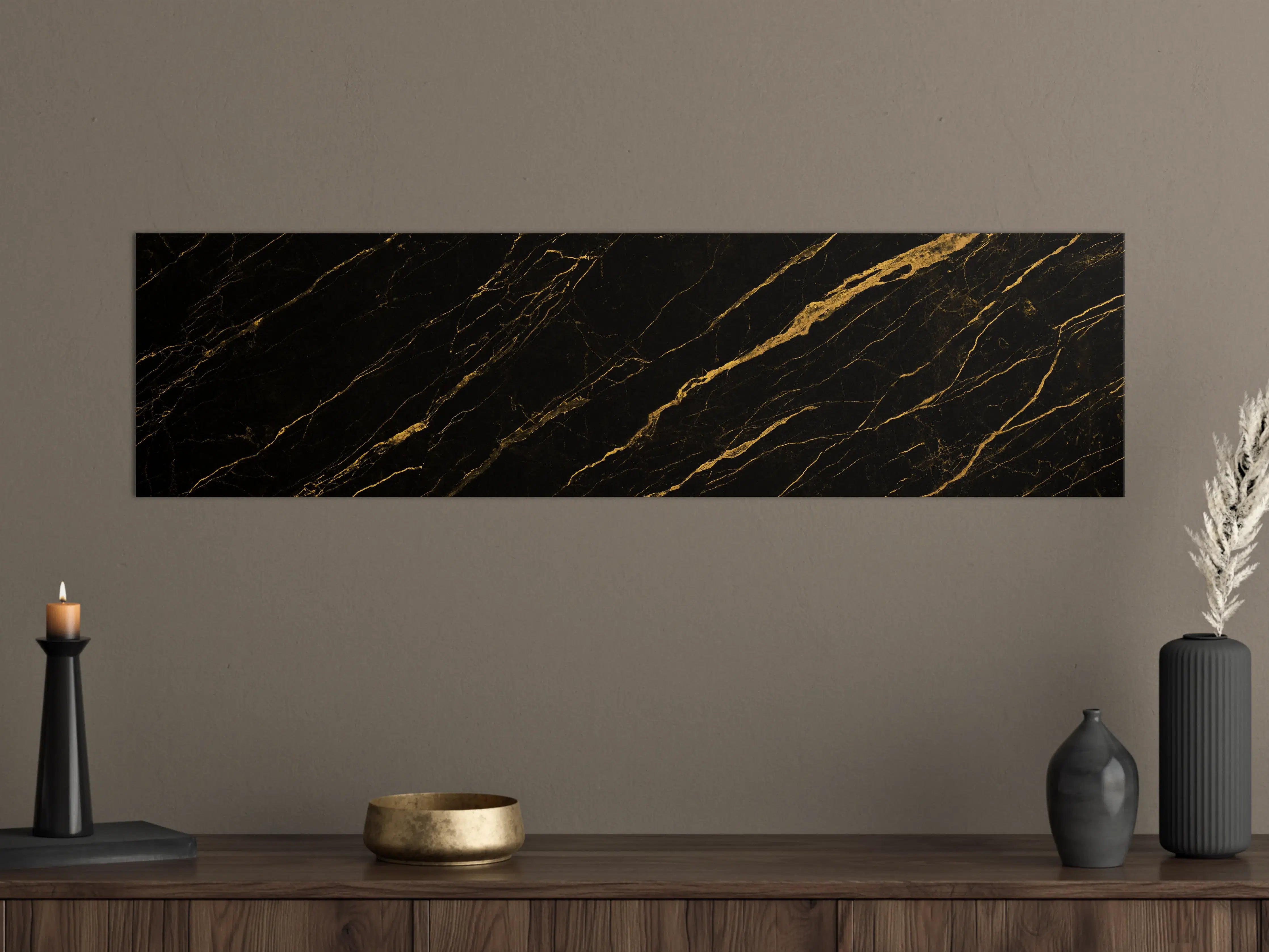 Große Wandbilder - Schwarz goldener Marmor