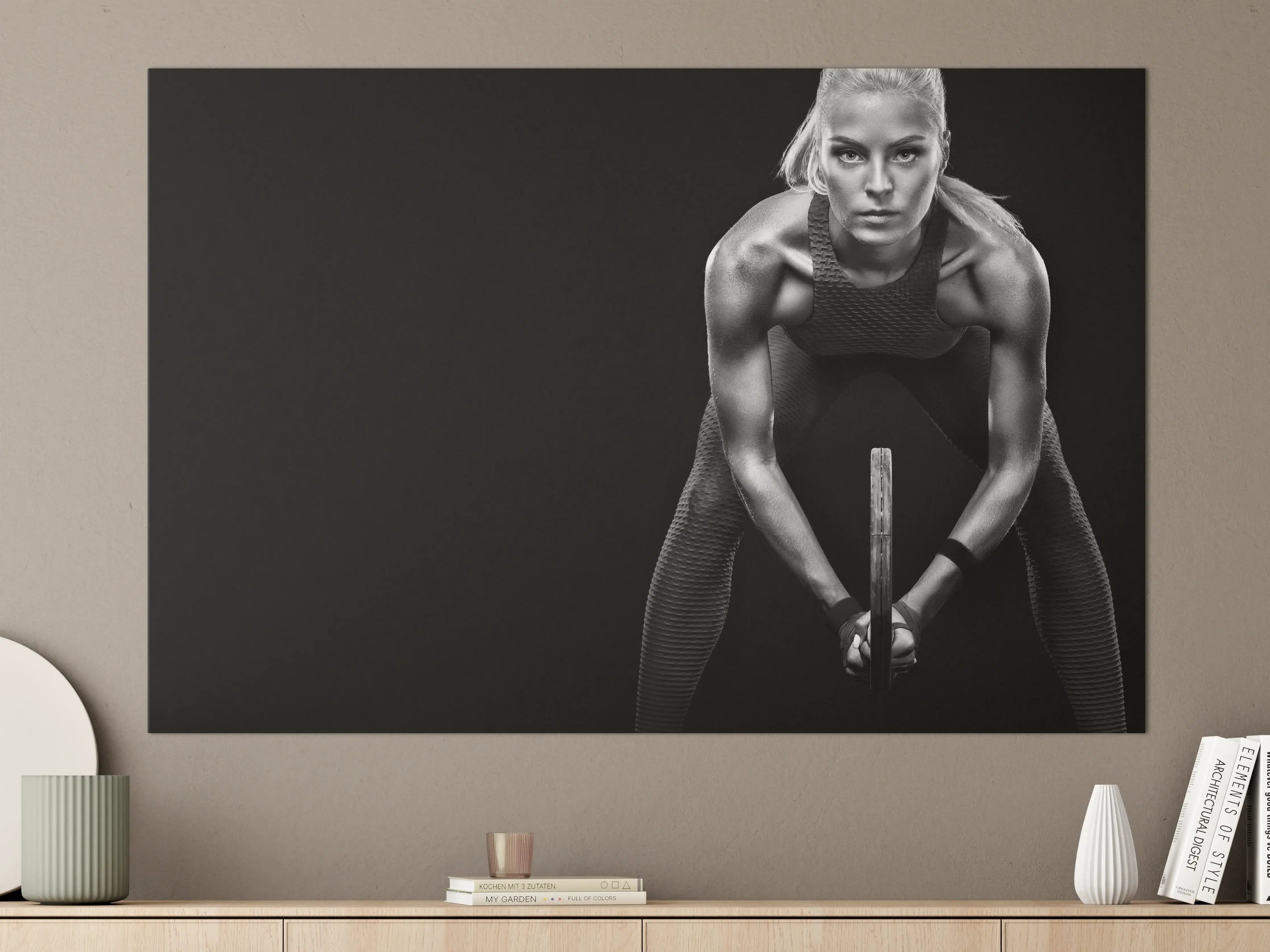 Große Wandbilder - Schwarz-weiß Ansicht - Tennisspielerin