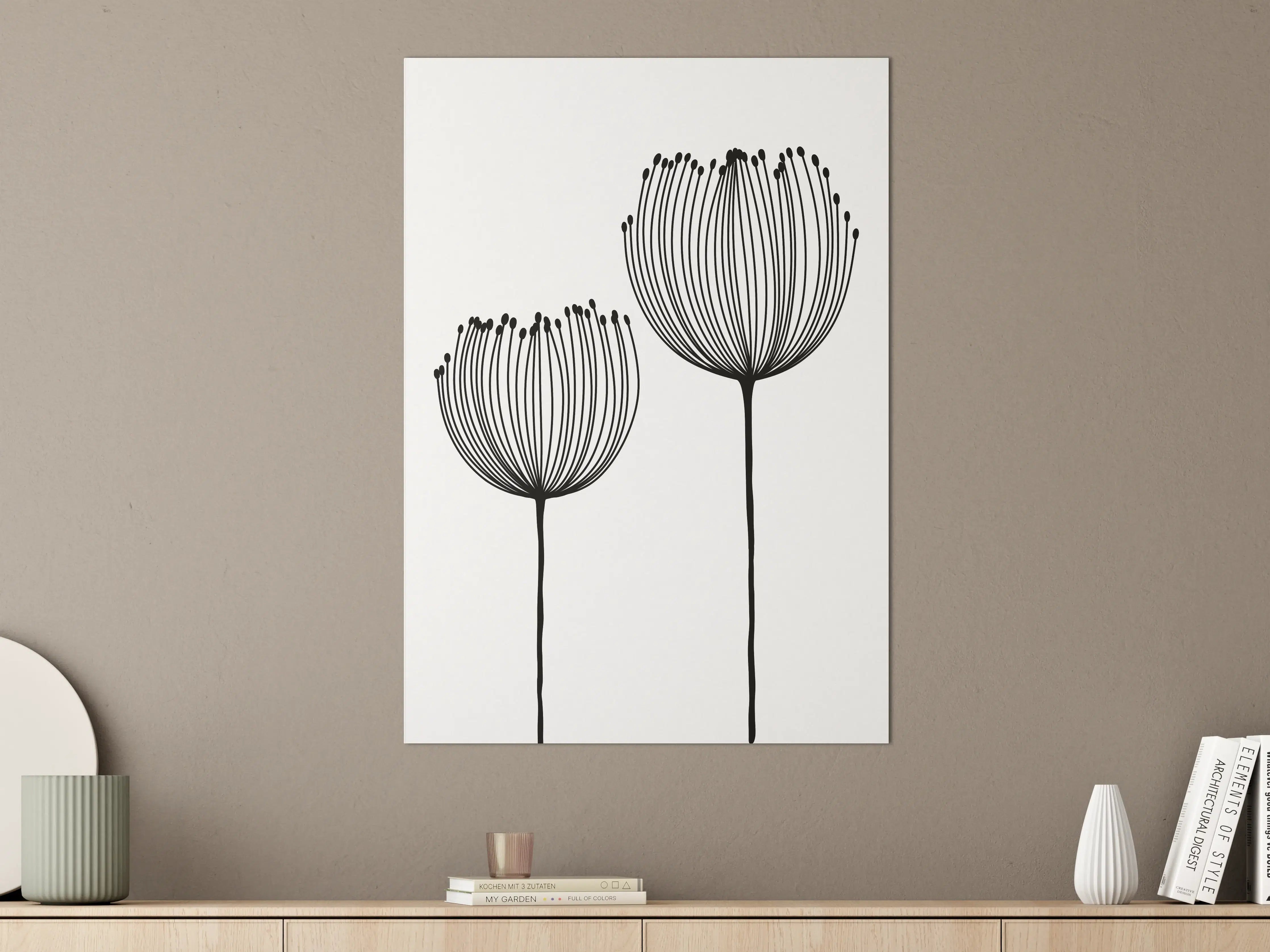 Große Wandbilder - Schwarz-weiß Blumentaylorama