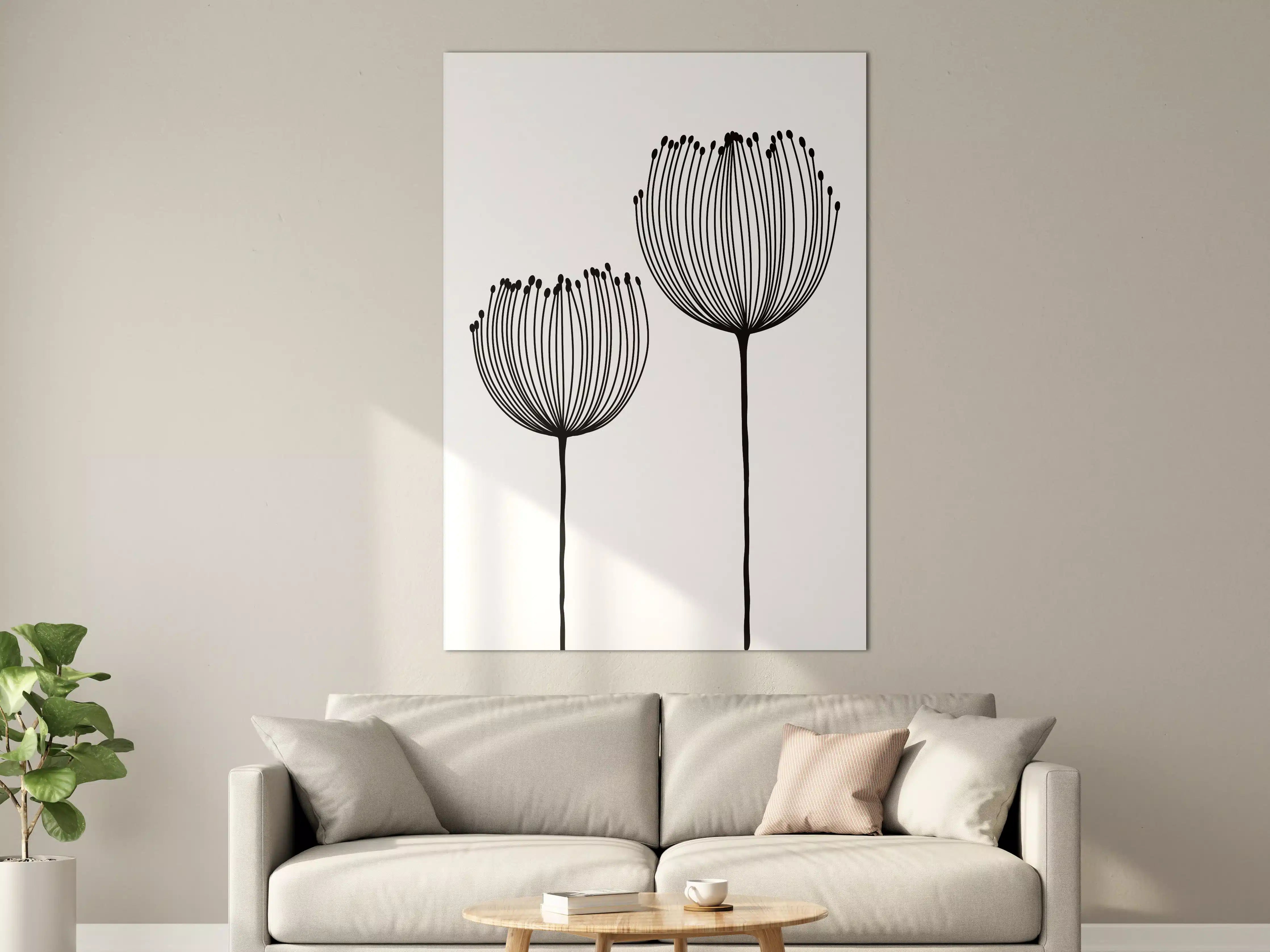 Große Wandbilder - Schwarz-weiß Blumentaylorama