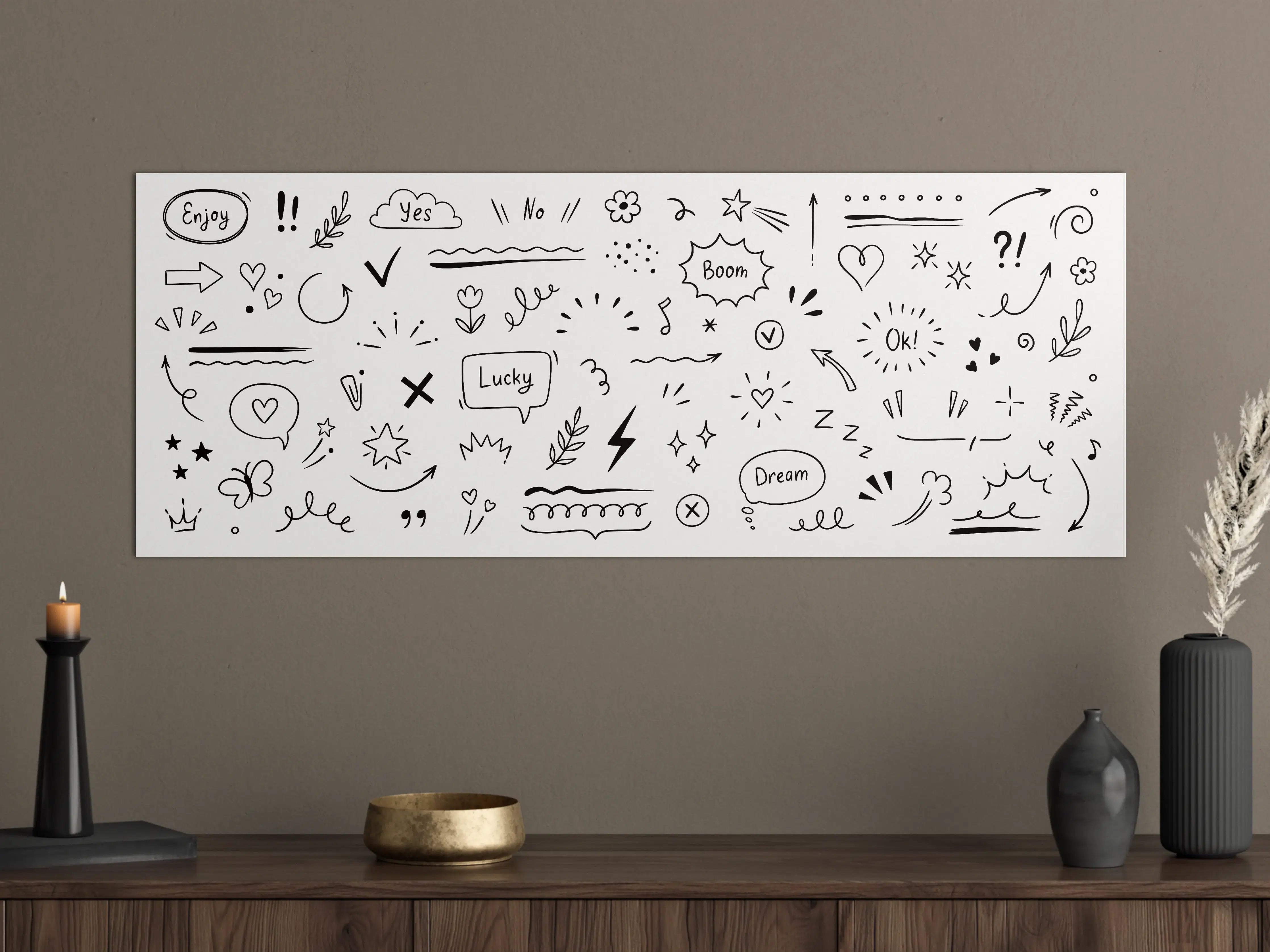 Große Wandbilder - Schwarz-weiße Doodles und Handzeichnungen