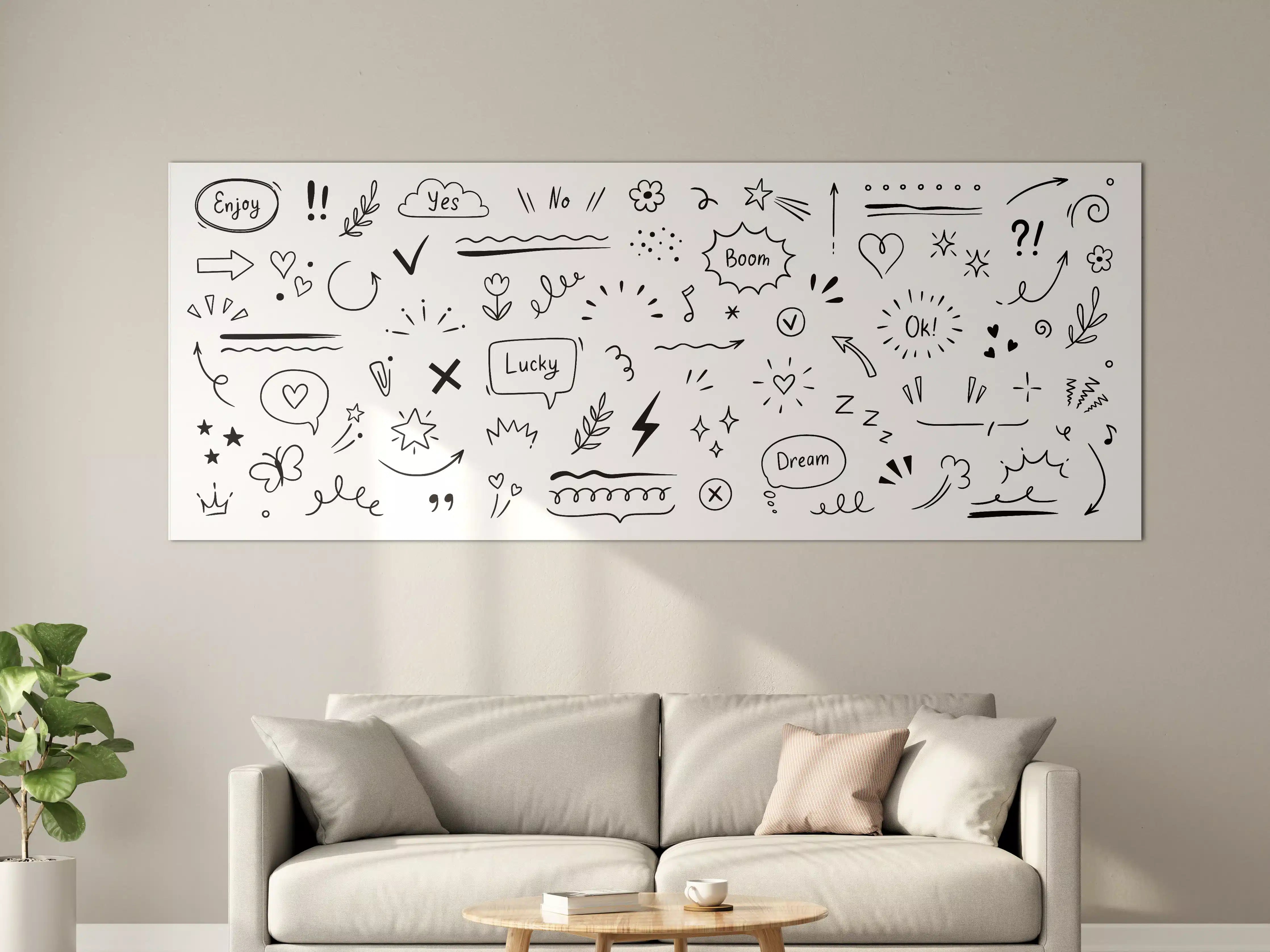 Große Wandbilder - Schwarz-weiße Doodles und Handzeichnungen