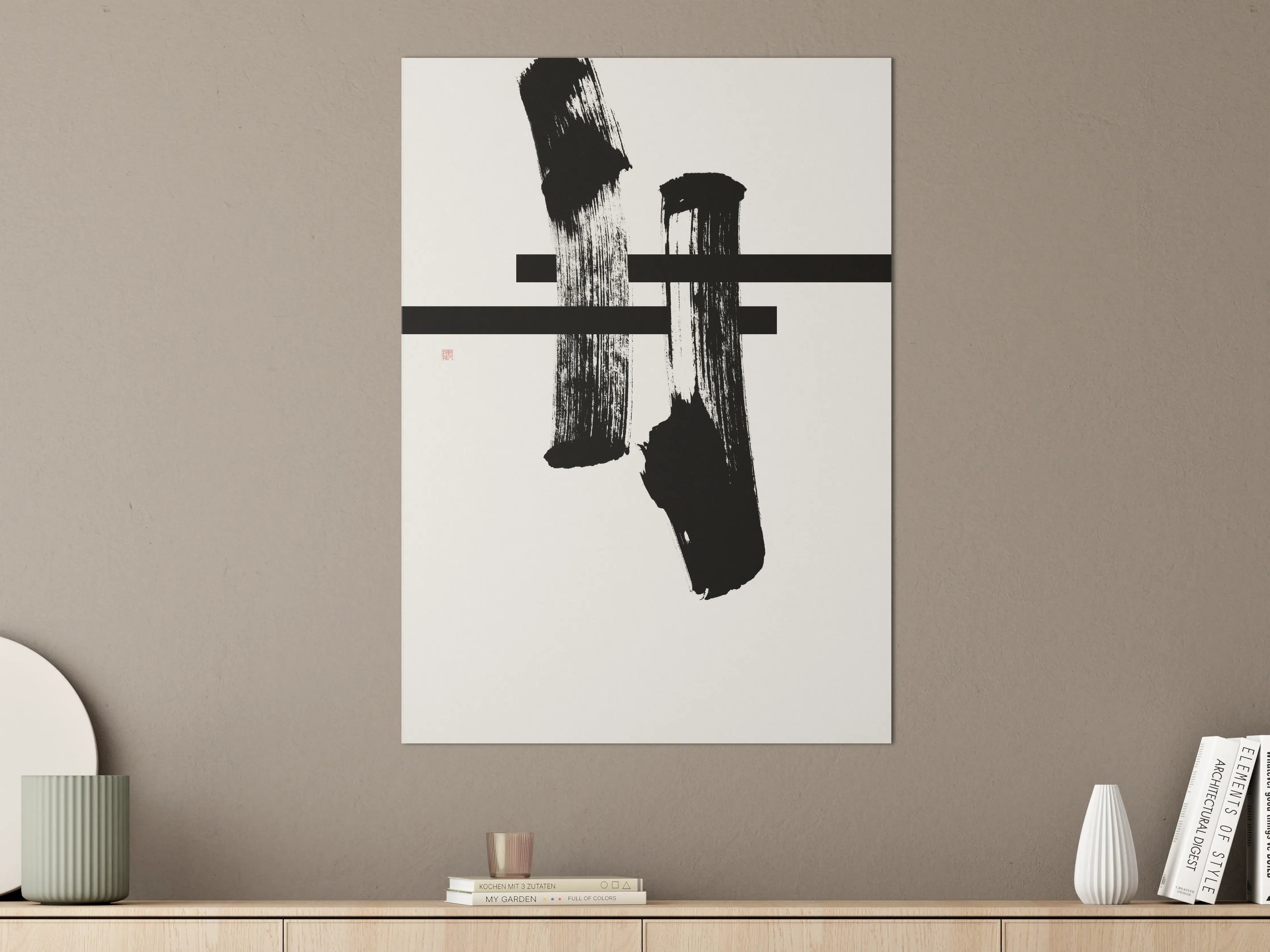 Große Wandbilder - Schwarz-weiße Minimalistische Farbkomposition