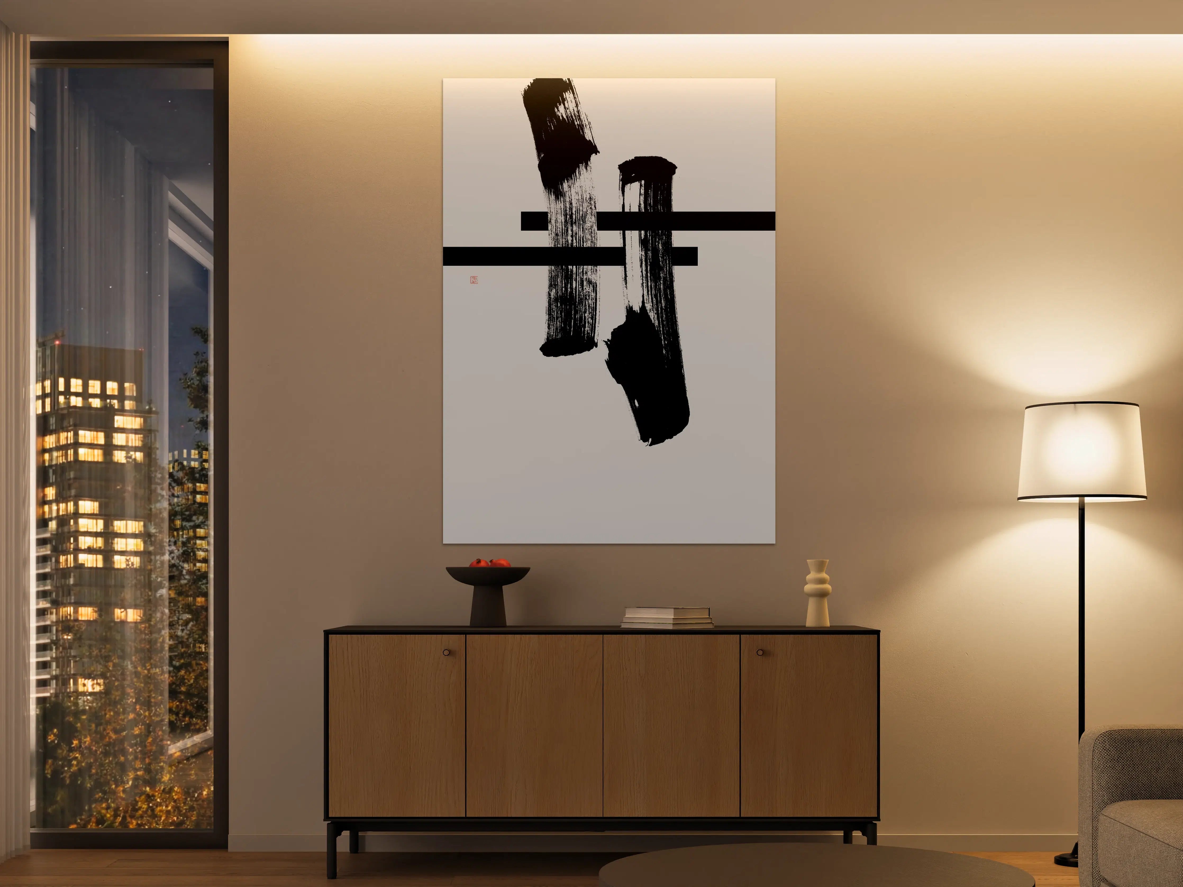 Große Wandbilder - Schwarz-weiße Minimalistische Farbkomposition