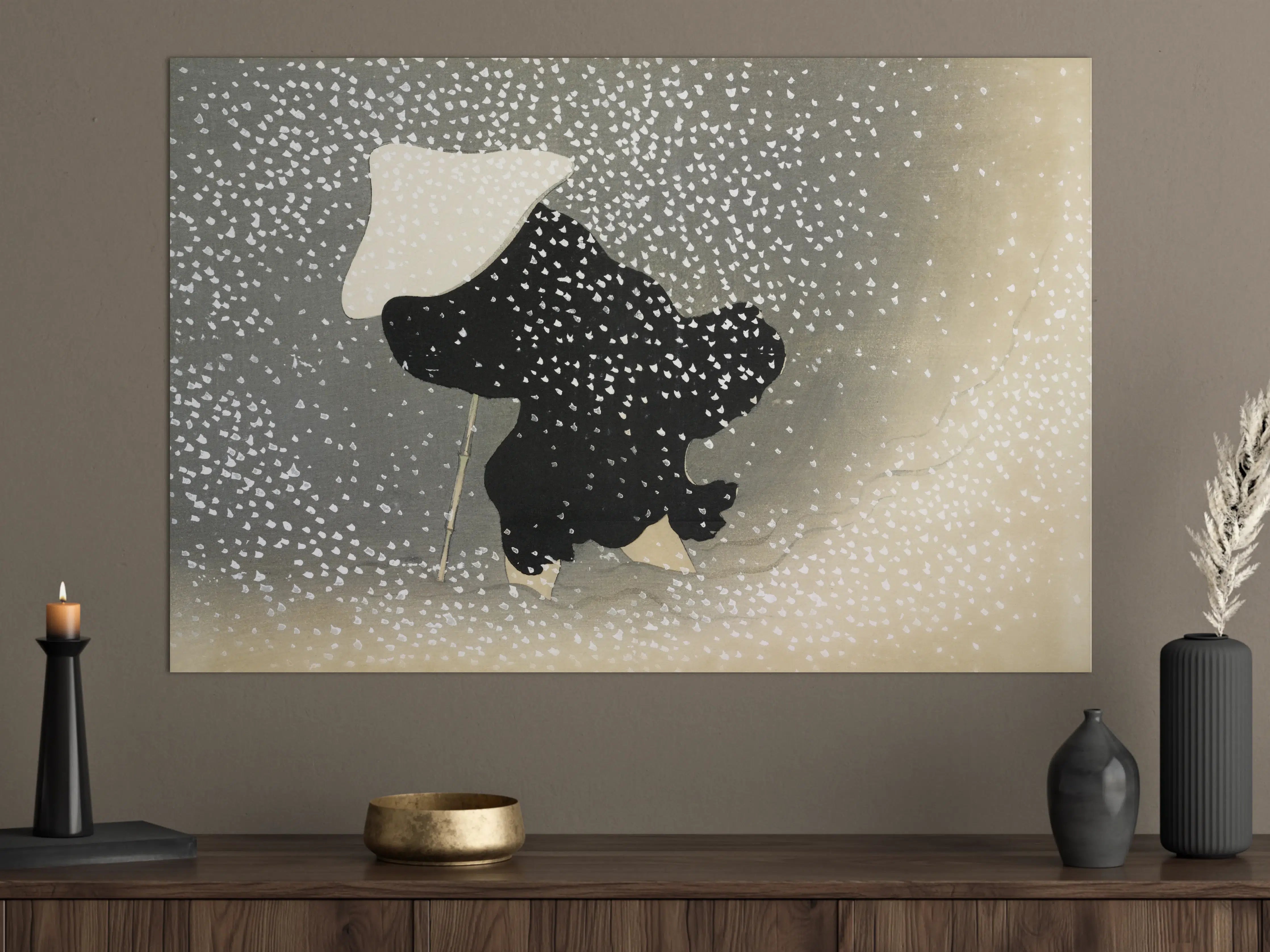 Große Wandbilder - Schwarz-weißer Hund mit Regenschirm