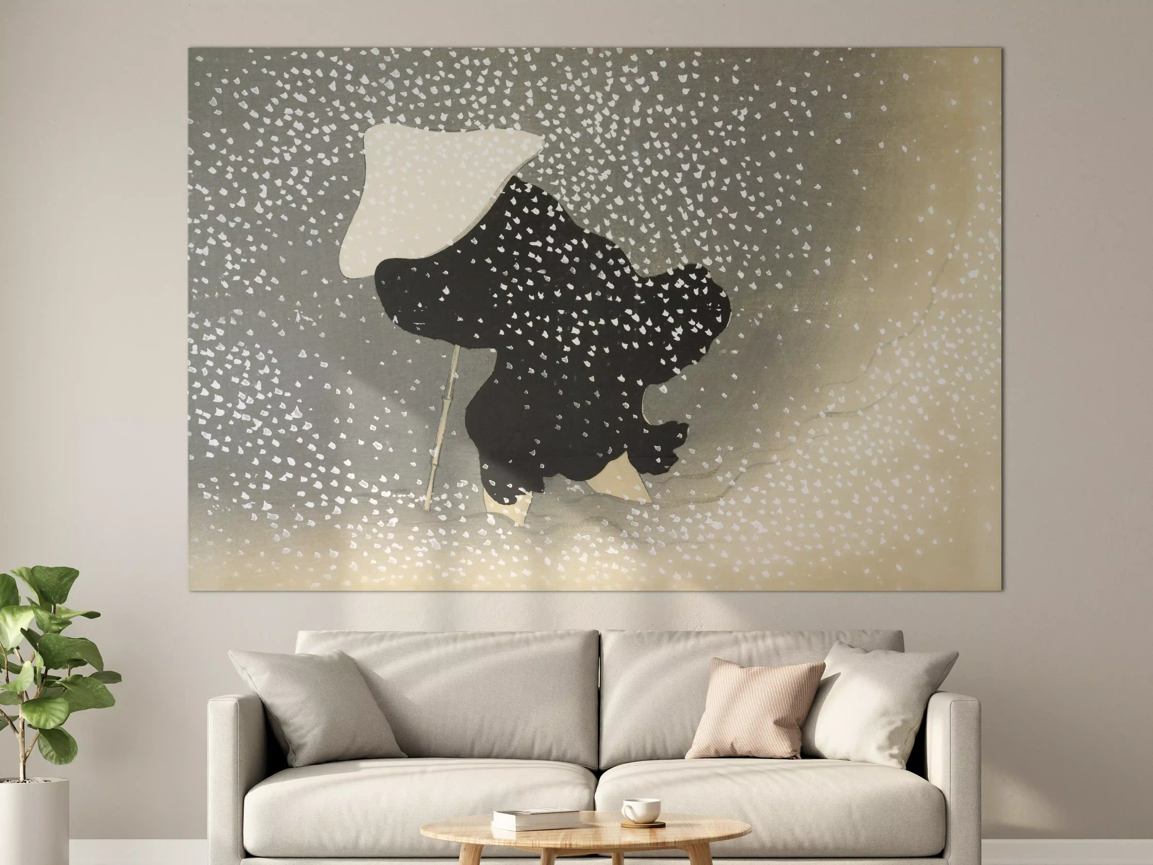 Große Wandbilder - Schwarz-weißer Hund mit Regenschirm