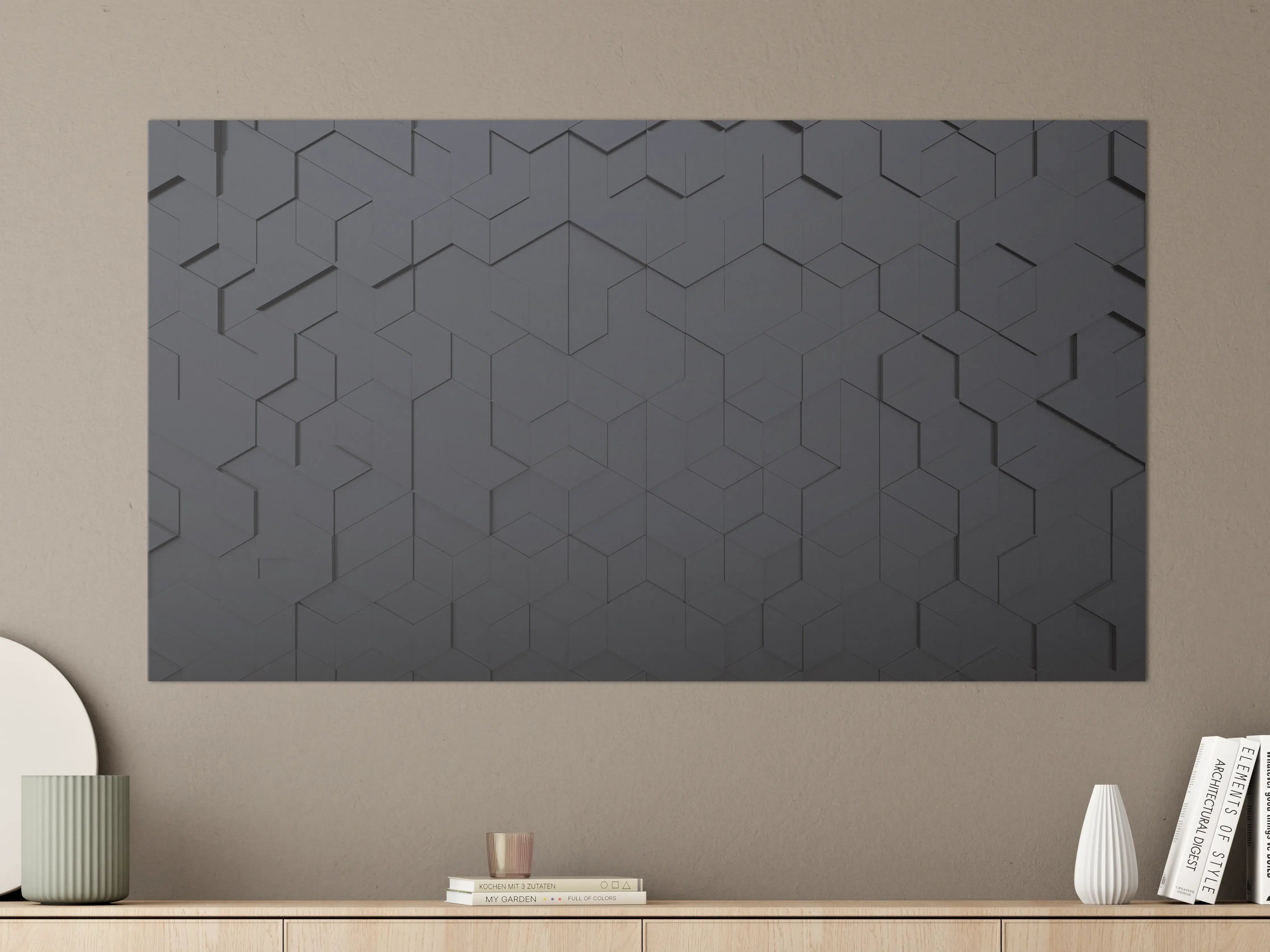 Große Wandbilder - Schwarze Hexagon-Tech-Struktur