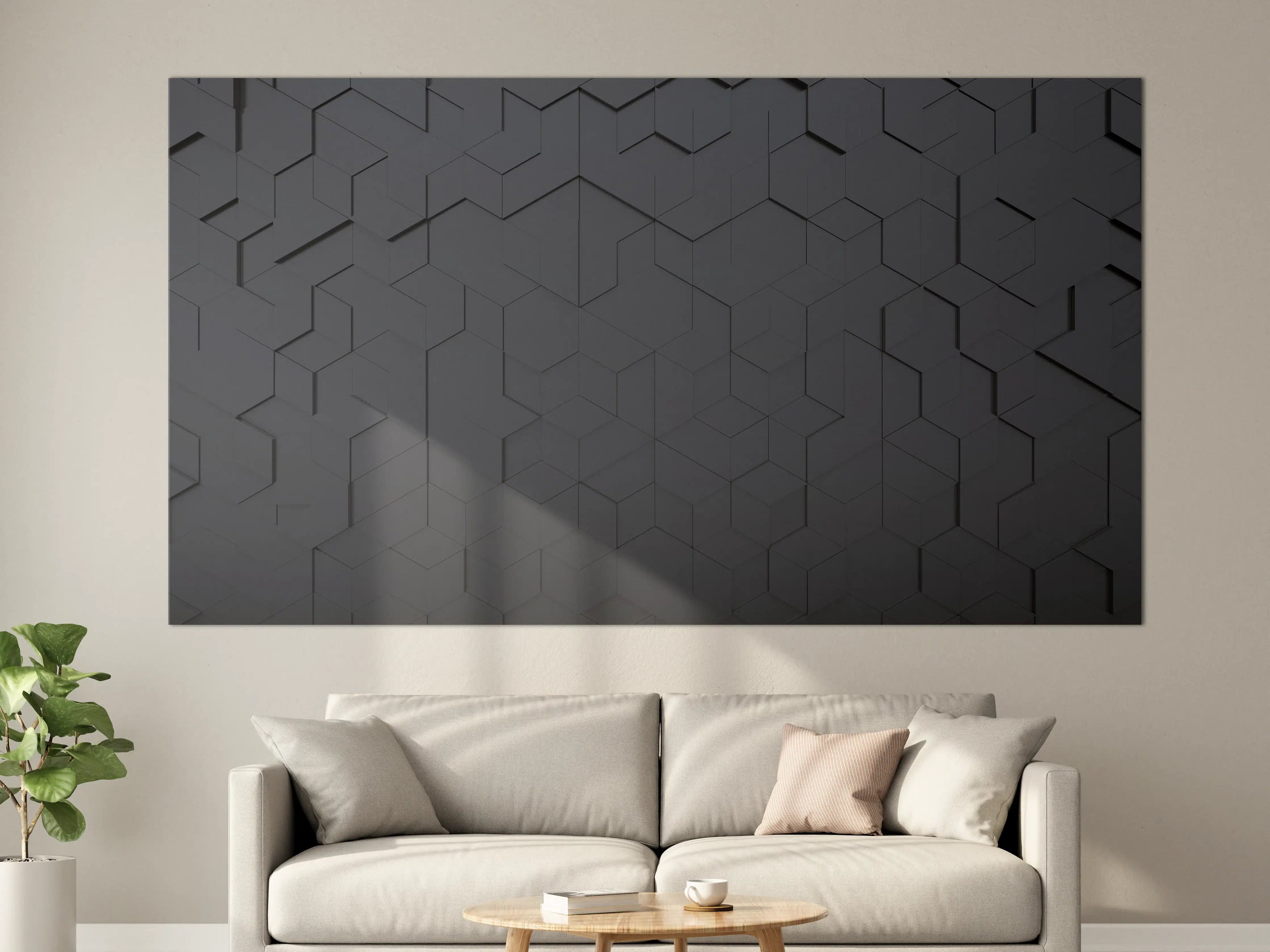 Große Wandbilder - Schwarze Hexagon-Tech-Struktur