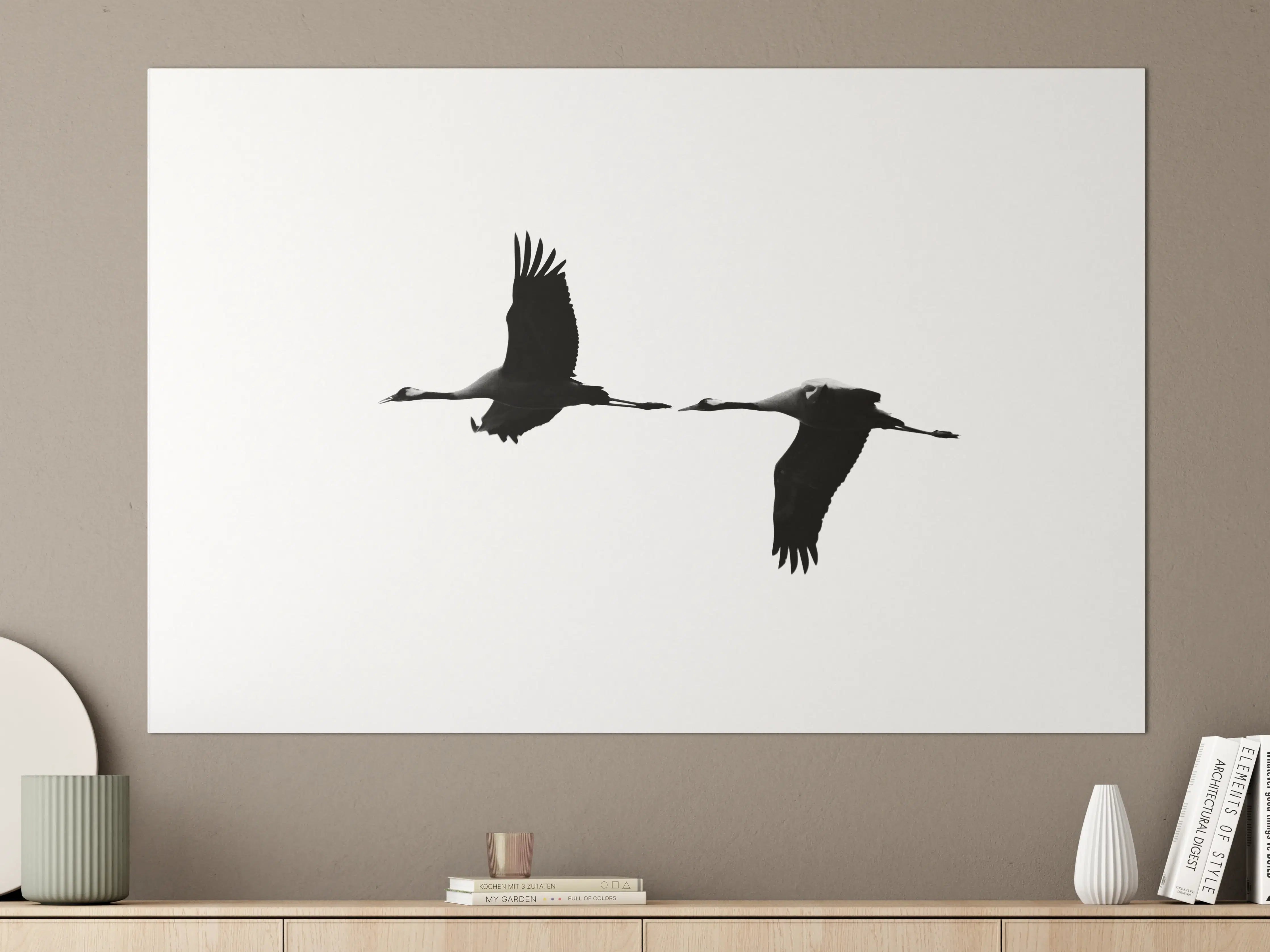 Große Wandbilder - Schwarze Silhouetten von fliegenden Vögeln