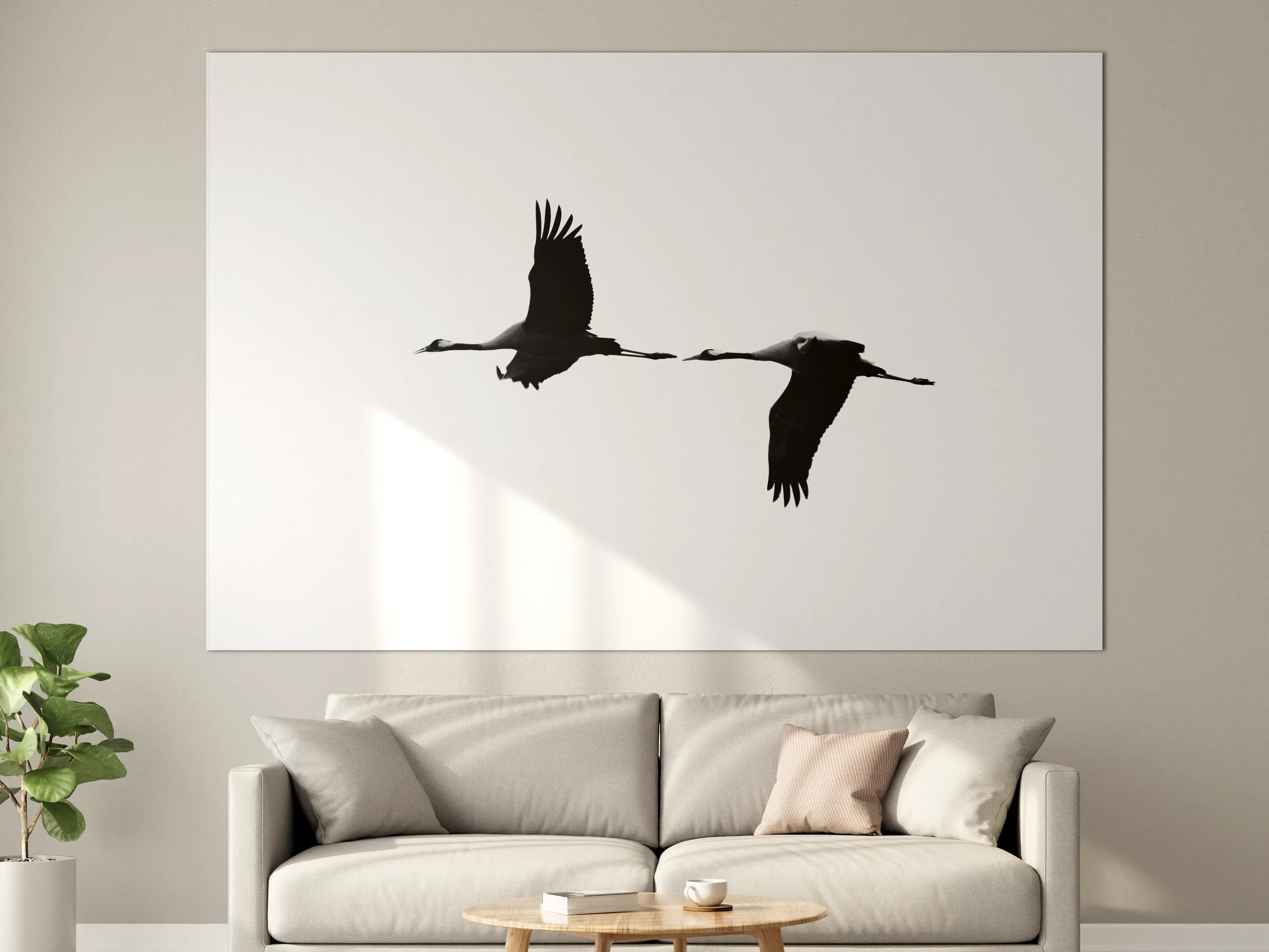 Große Wandbilder - Schwarze Silhouetten von fliegenden Vögeln