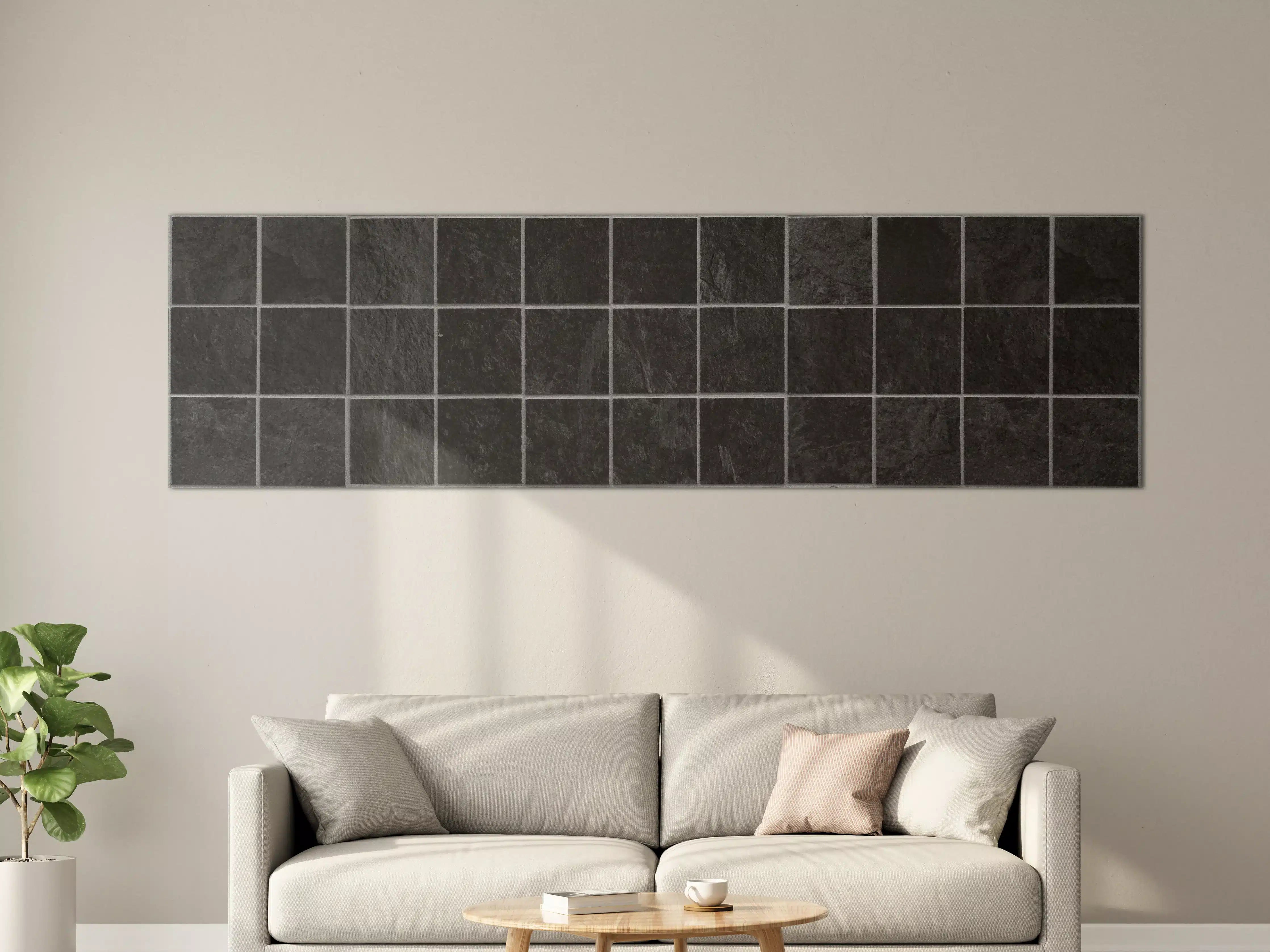 Große Wandbilder - Schwarze Steinfliesen in Mosaikoptik