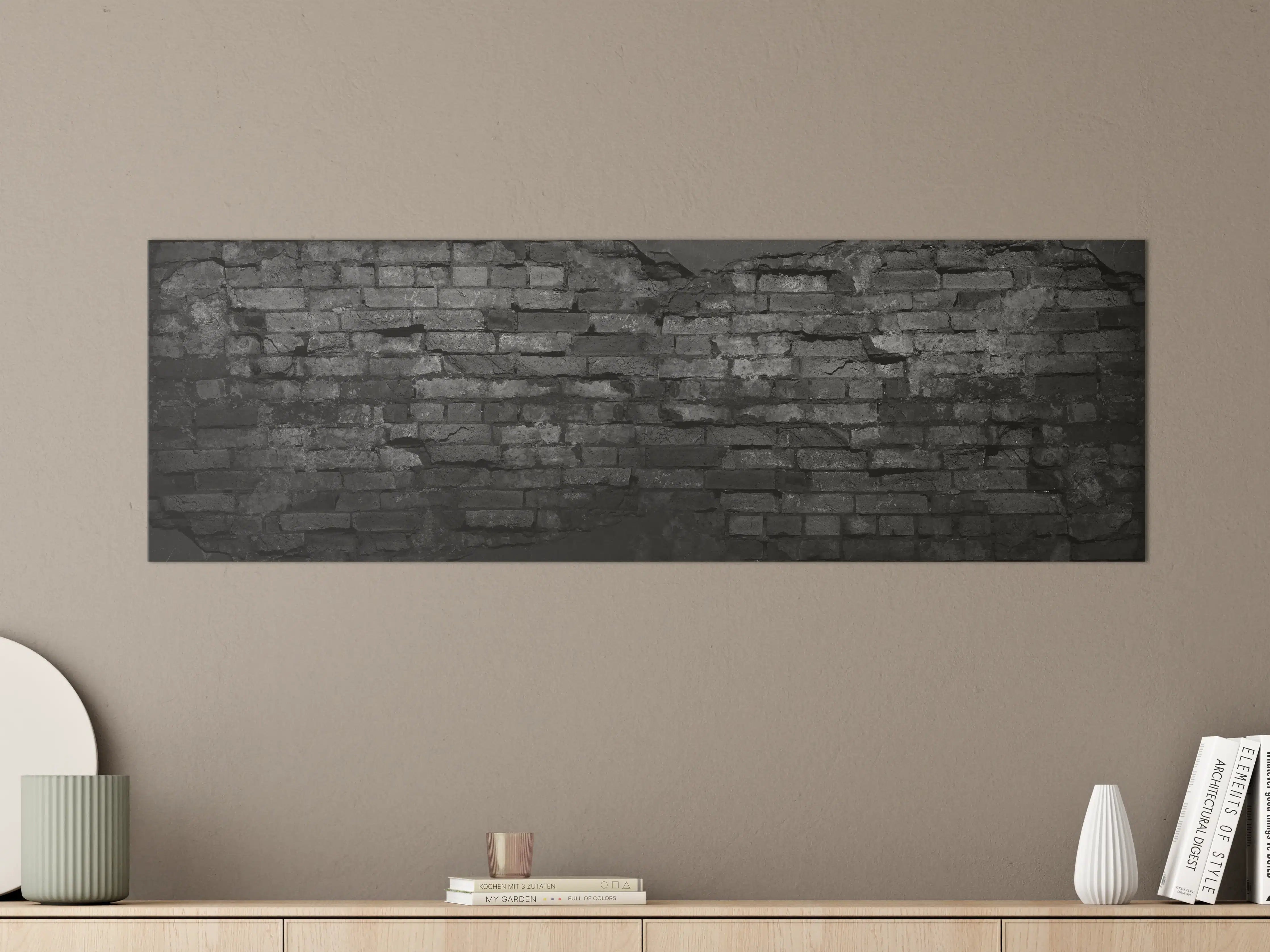 Große Wandbilder - Schwarze alte Backsteinmauer