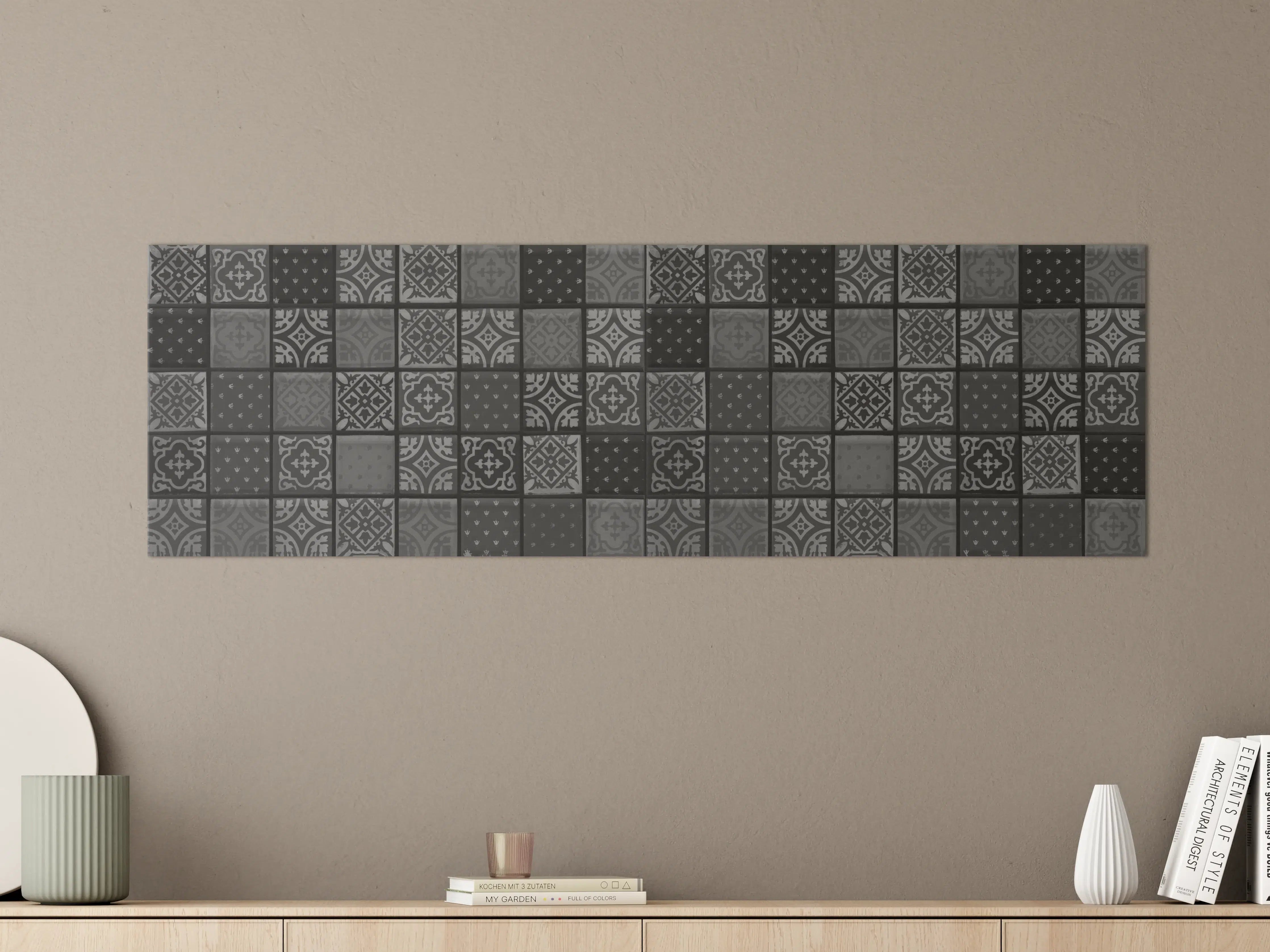 Große Wandbilder - Schwarze anthrazit Fliesen