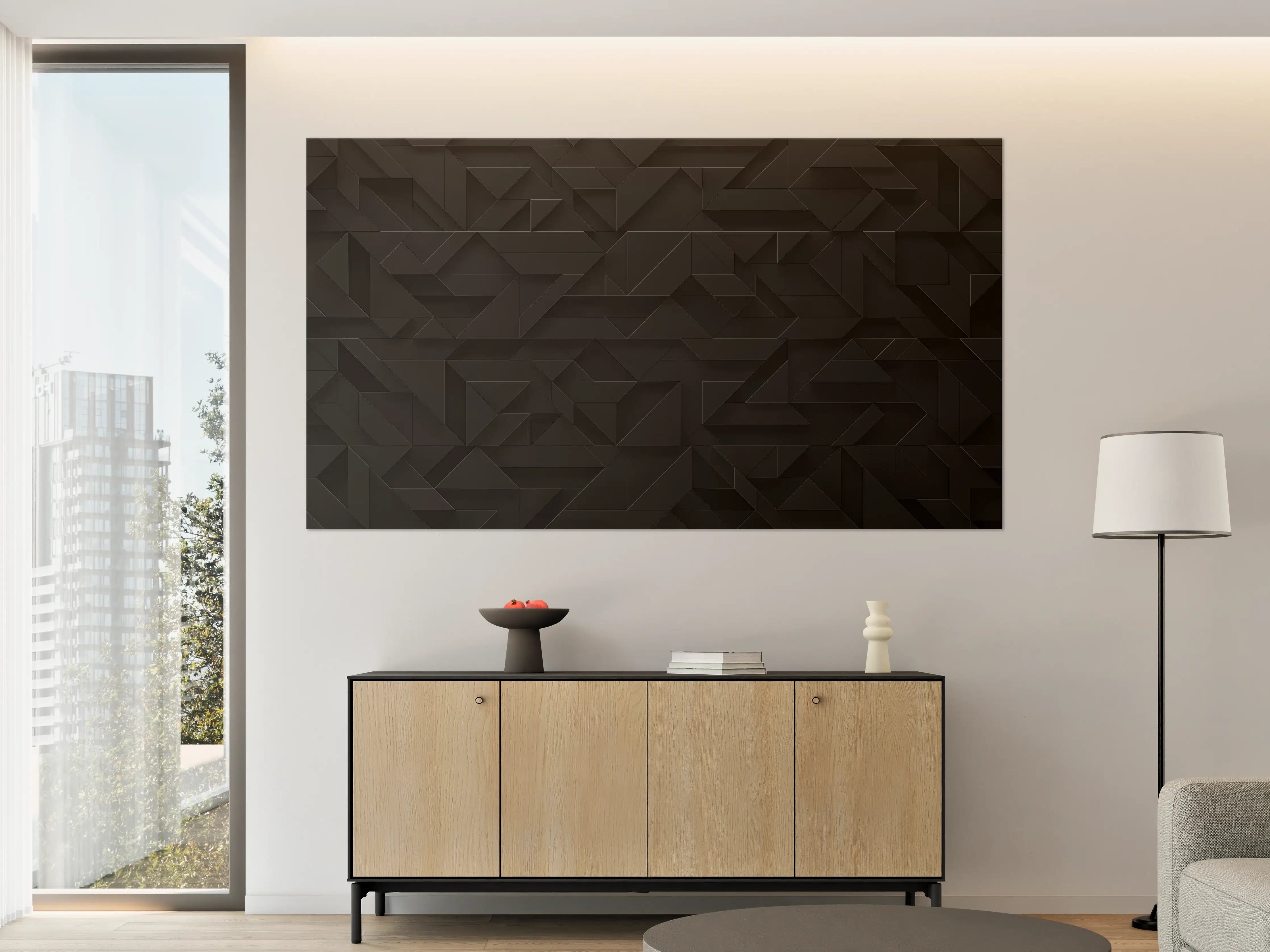 Große Wandbilder - Schwarze futuristische Wand - 3D