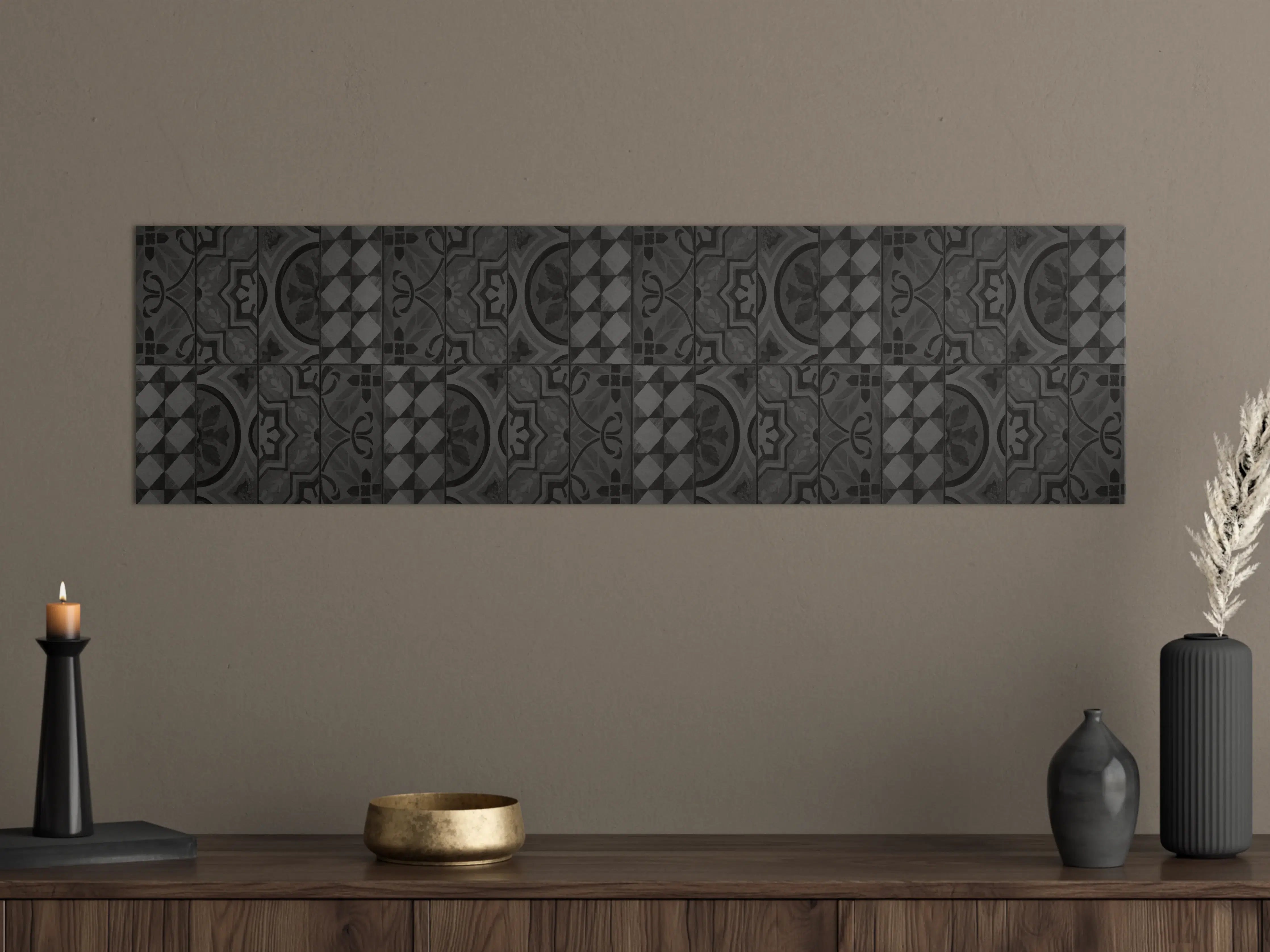 Große Wandbilder - Schwarze geometrisch rechteckige Fliesen