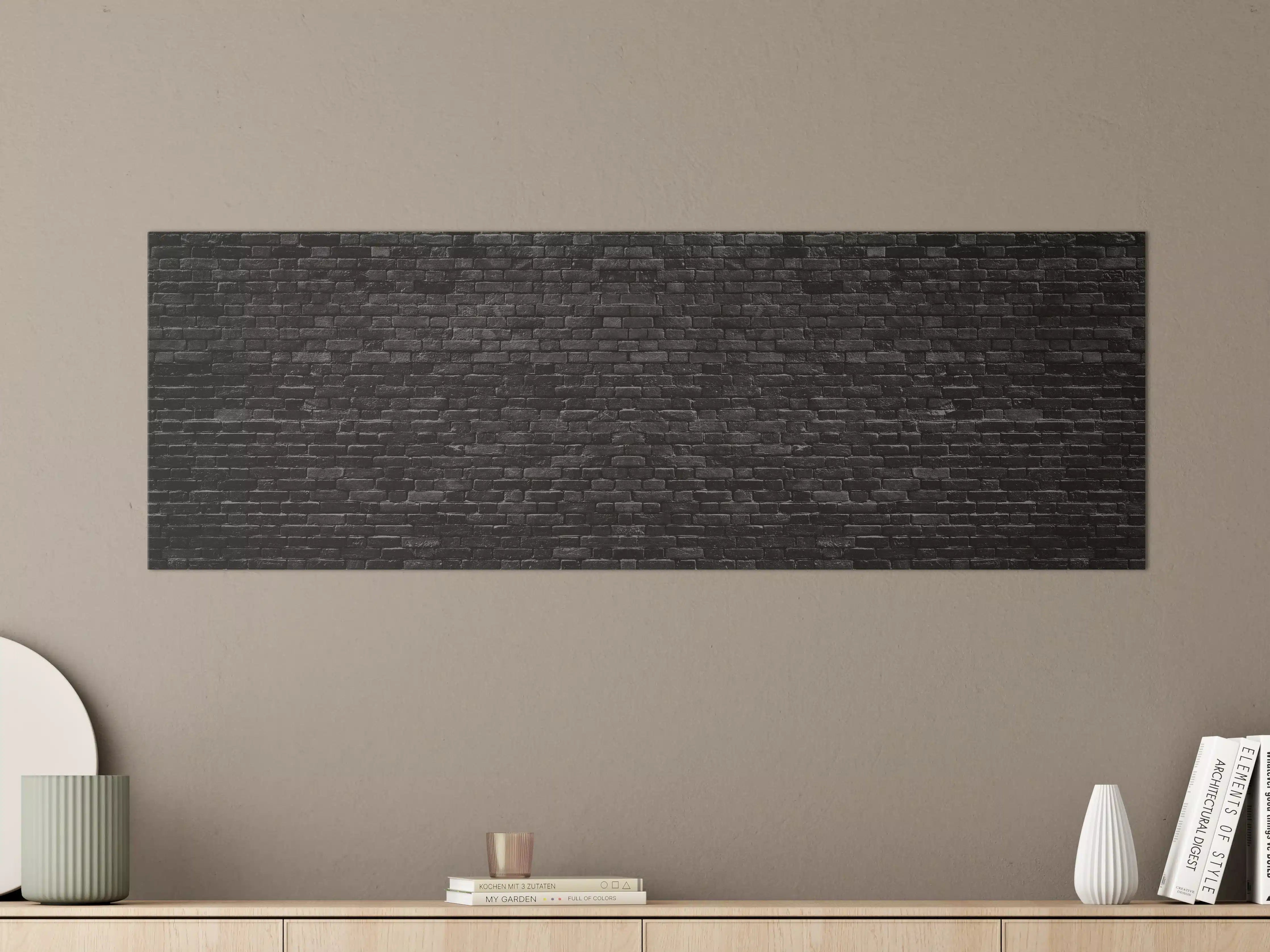 Große Wandbilder - Schwarze raue Ziegelwand