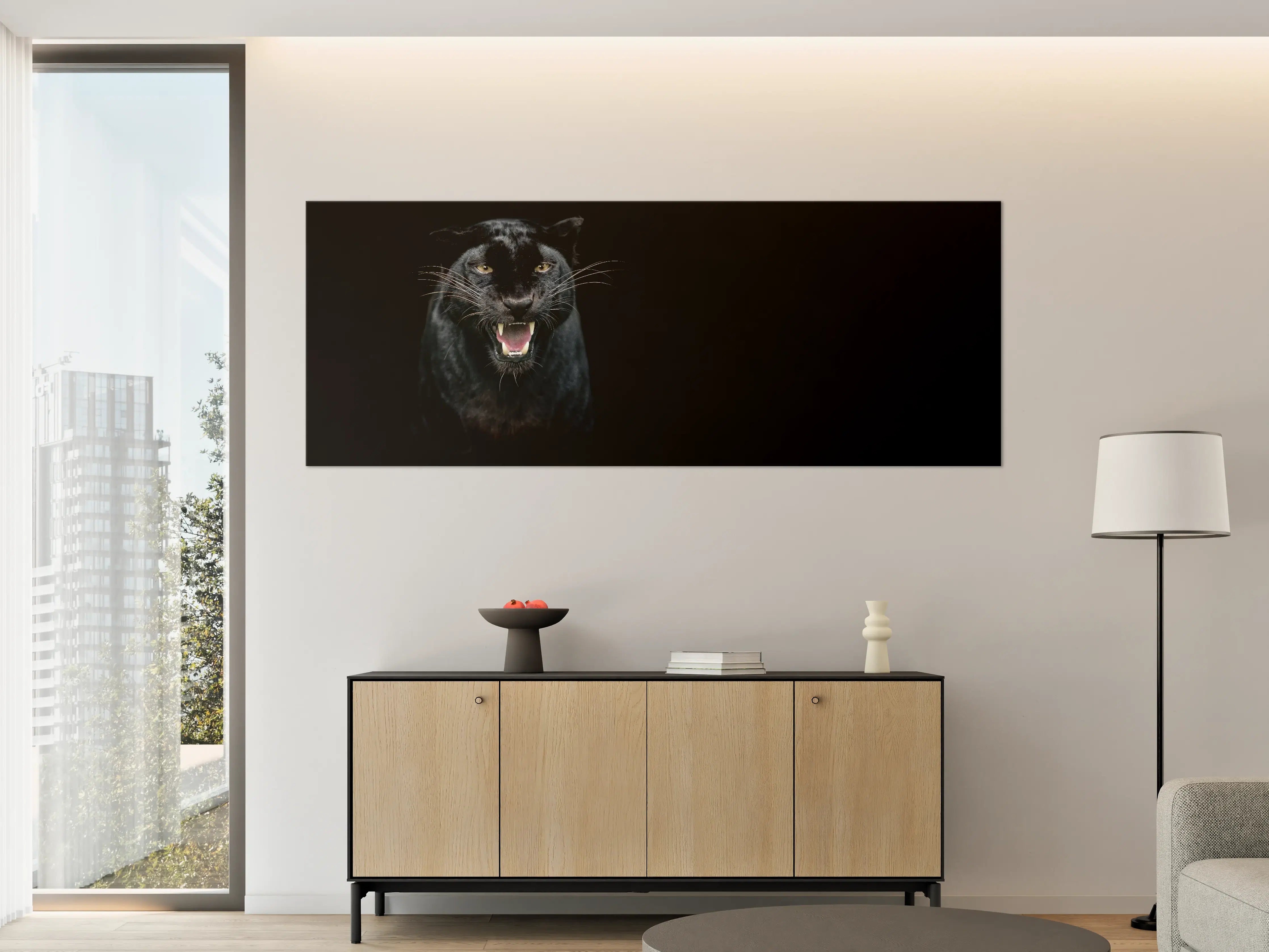 Große Wandbilder - Schwarzer Panther auf schwarzem Hintergrund