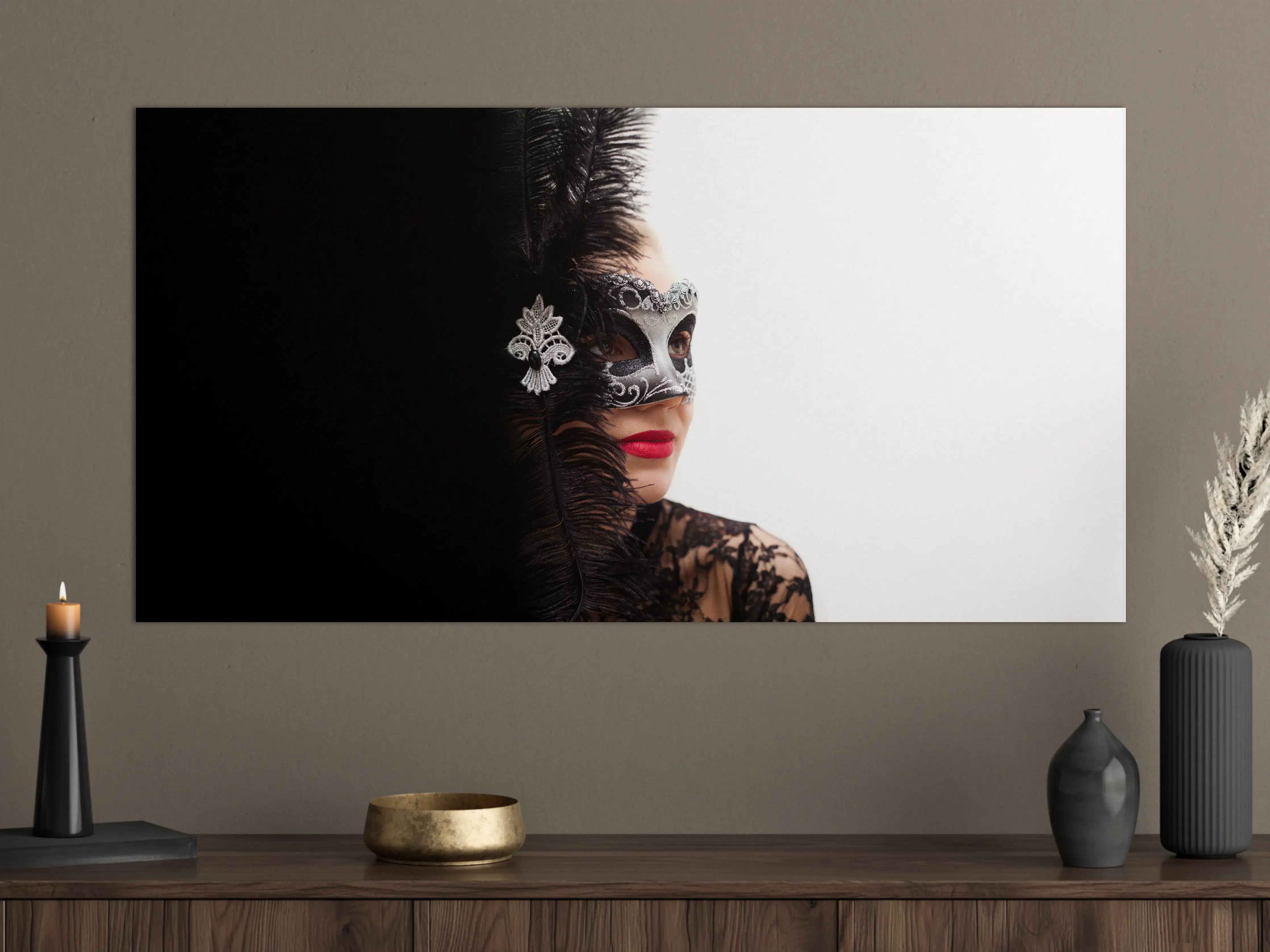 Große Wandbilder - Schwarzer Schwan Frau mit Maske 