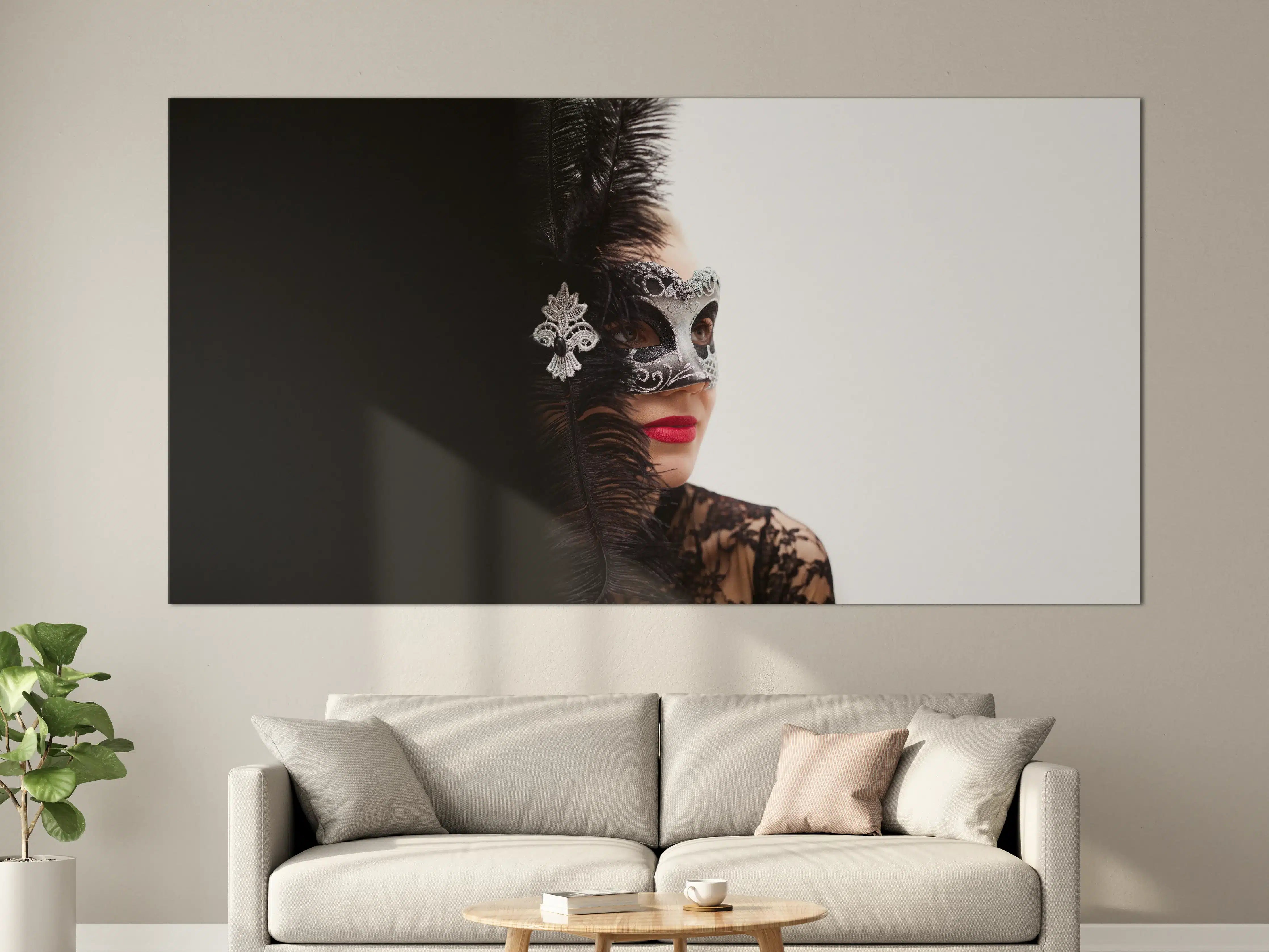 Große Wandbilder - Schwarzer Schwan Frau mit Maske 